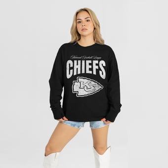Women's Gameday Couture Black Kansas City Chiefs Bold Ambition Oversized Long Sleeve T-Shirt