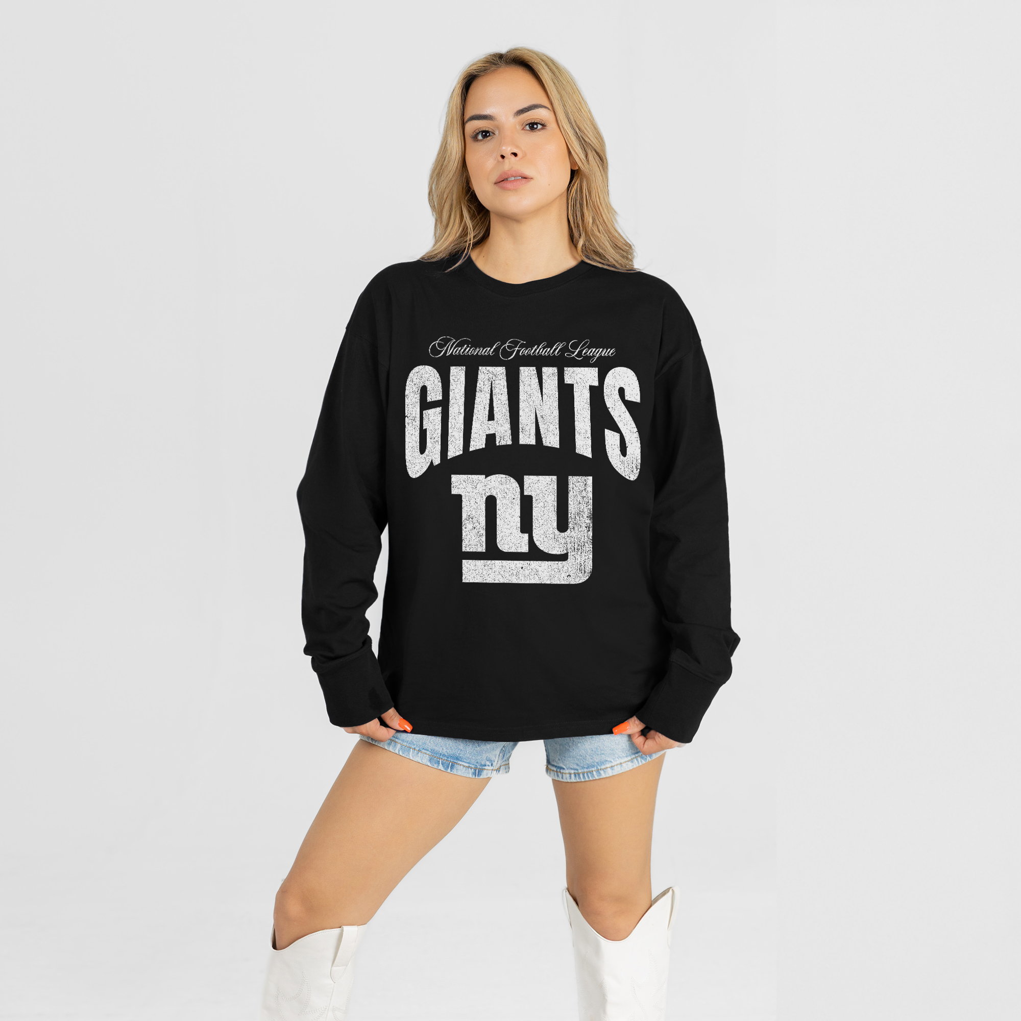 Women's Gameday Couture Black New York Giants Bold Ambition Oversized Long Sleeve T-Shirt