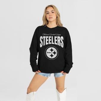 Women's Gameday Couture Black Pittsburgh Steelers Bold Ambition Oversized Long Sleeve T-Shirt