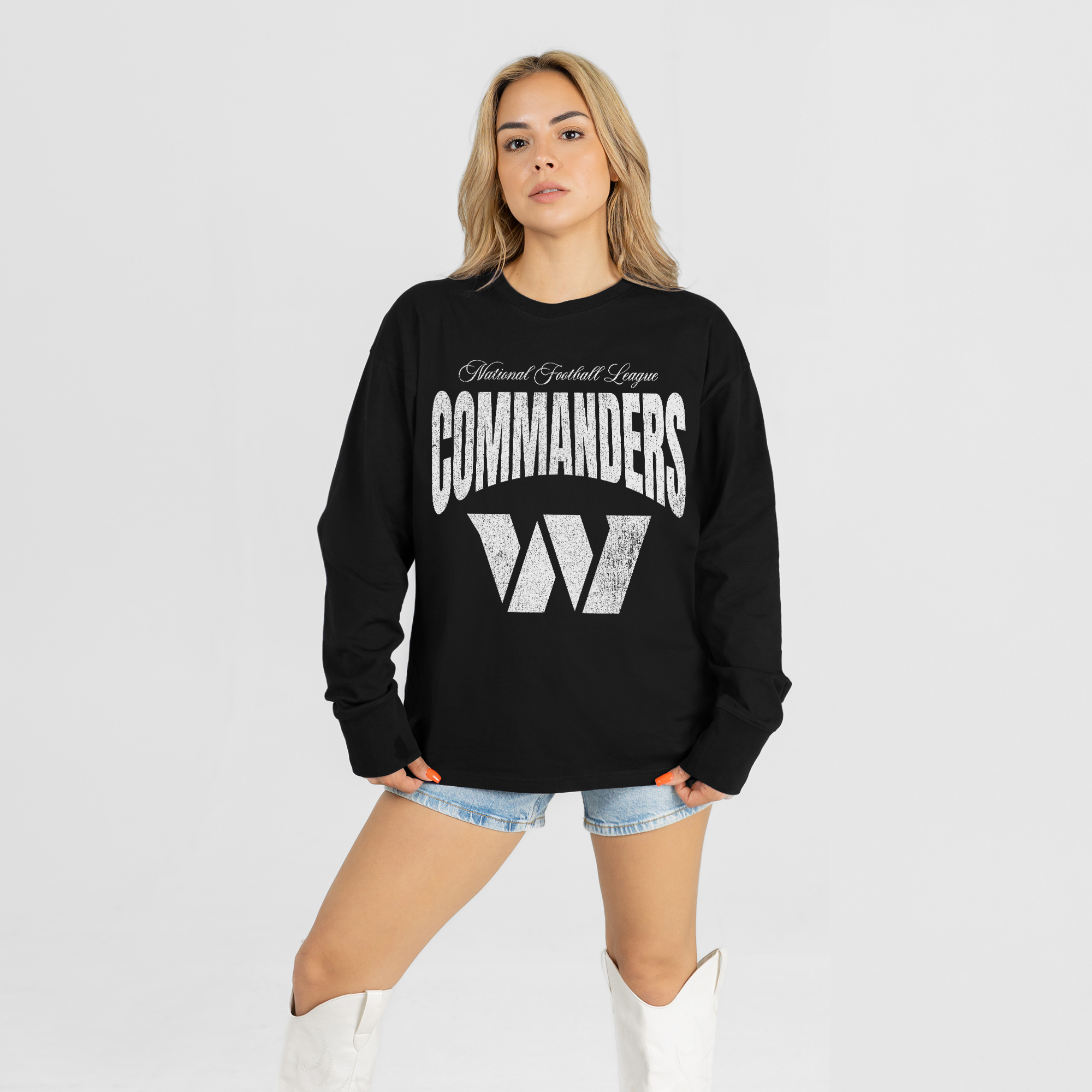 Women's Gameday Couture Black Washington Commanders Bold Ambition Oversized Long Sleeve T-Shirt