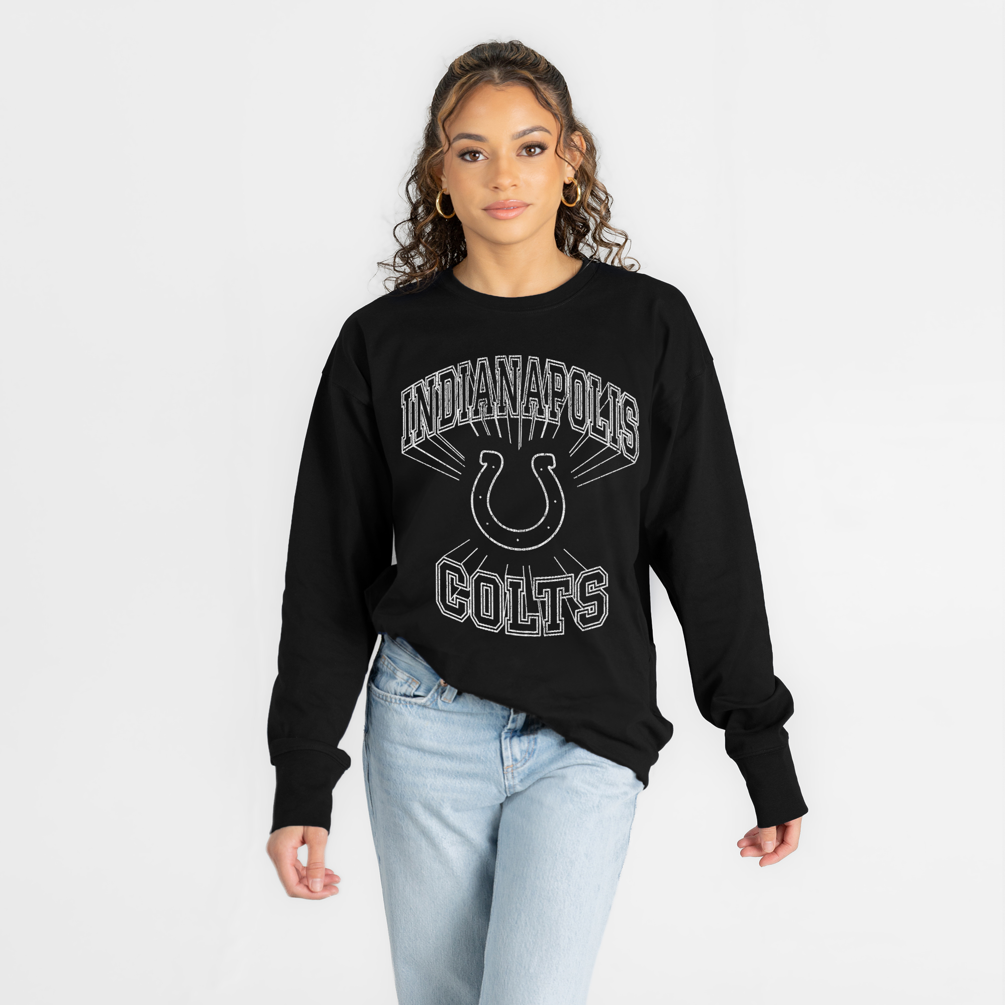 Women's Gameday Couture Black Indianapolis Colts Spotlight Oversized Long Sleeve T-Shirt