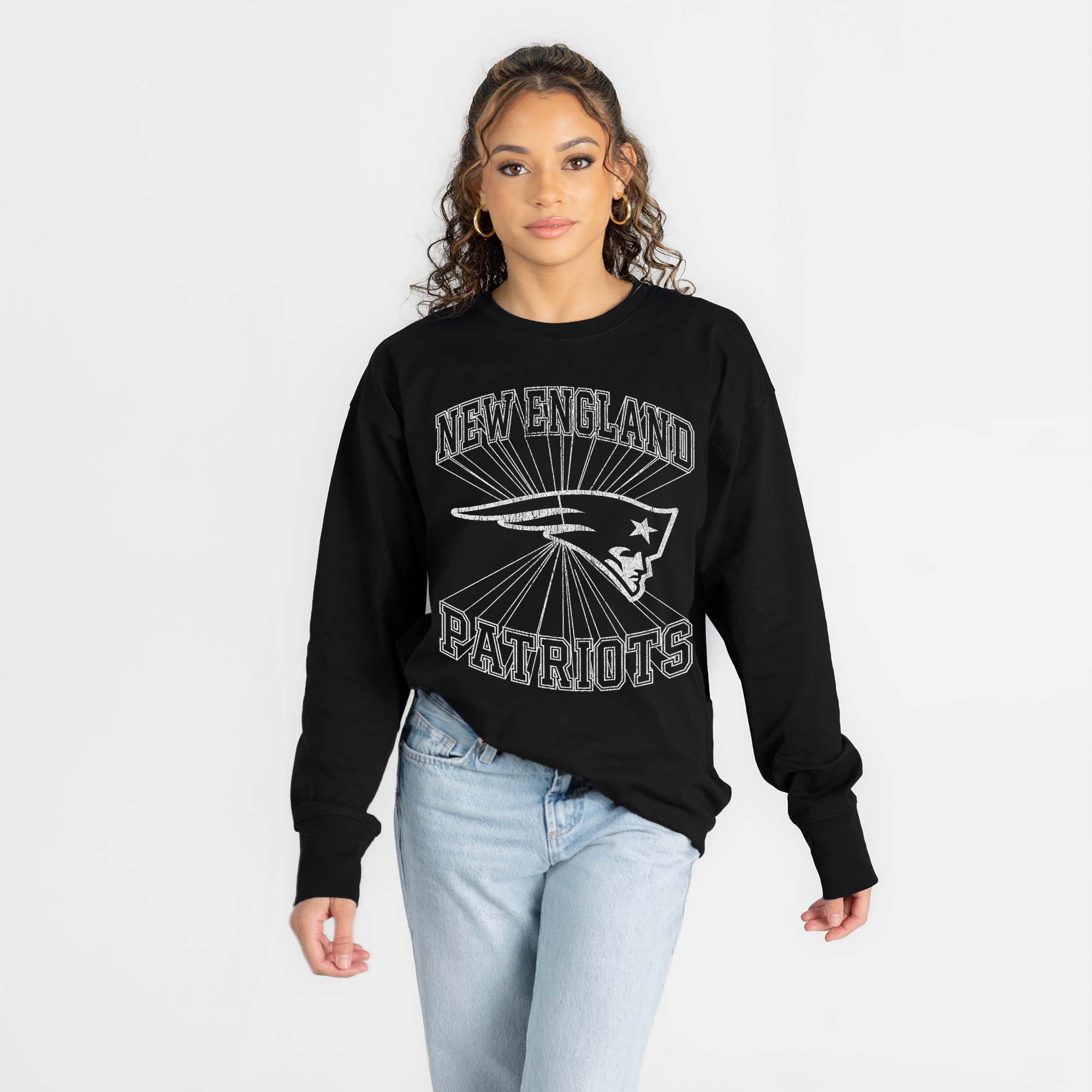 Women's Gameday Couture Black New England Patriots Spotlight Oversized Long Sleeve T-Shirt