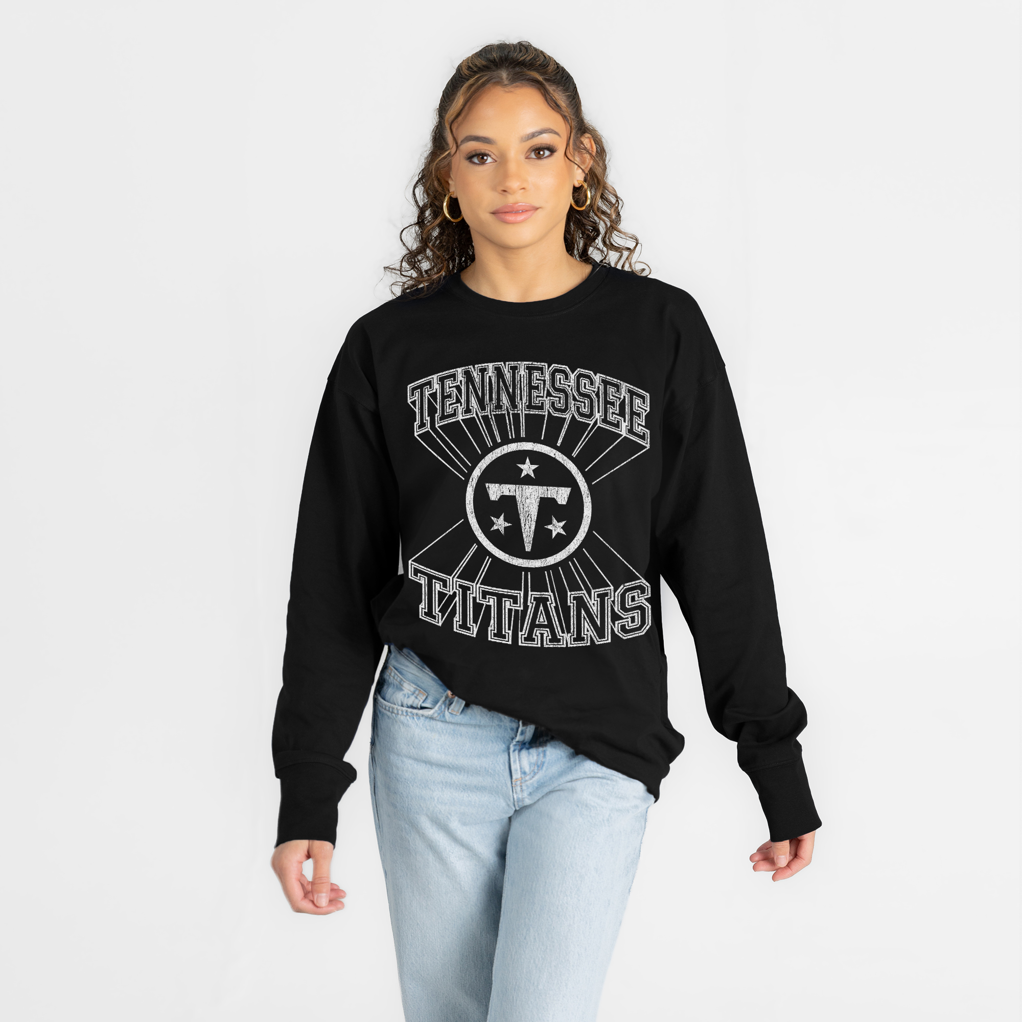 Women's Gameday Couture Black Tennessee Titans Spotlight Oversized Long Sleeve T-Shirt