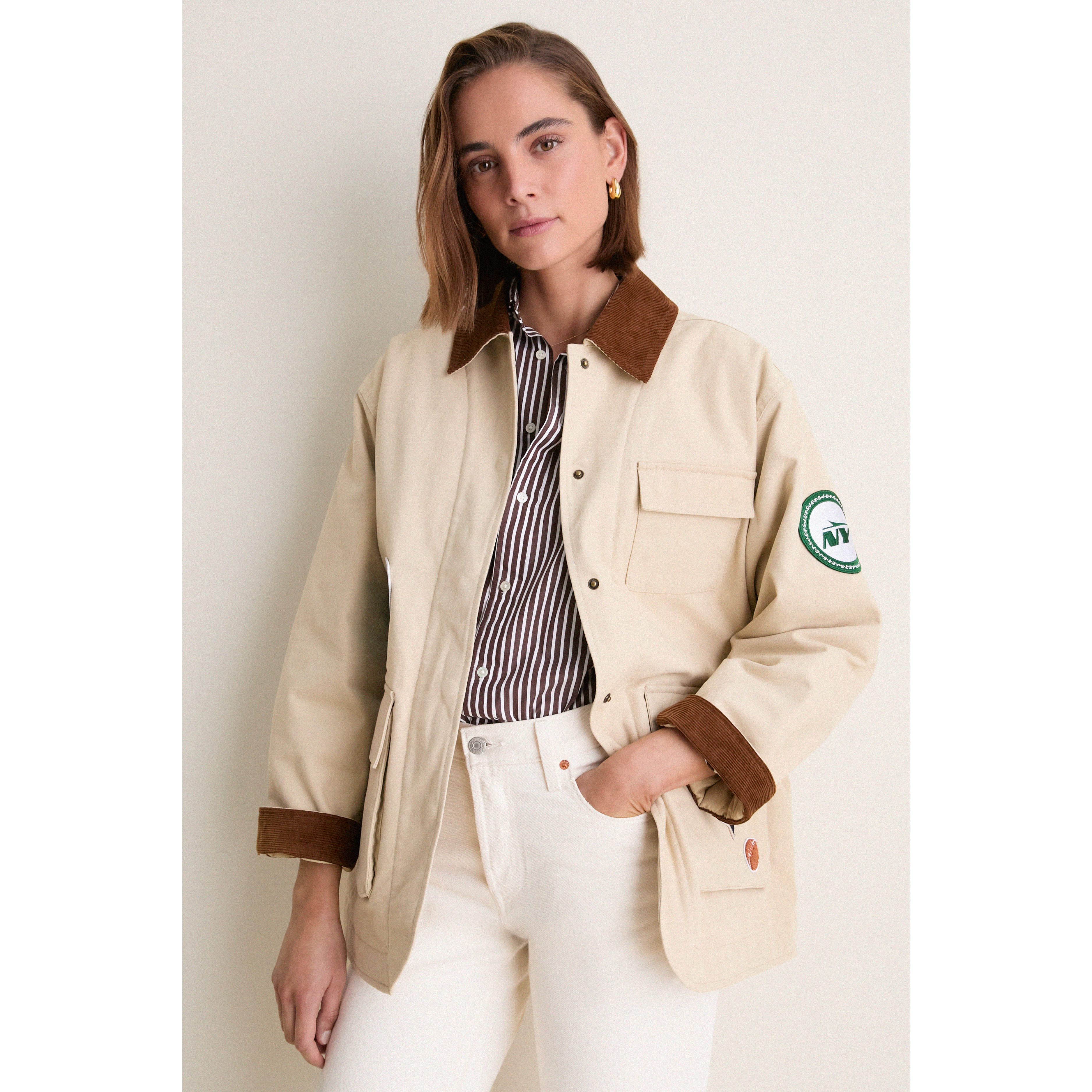 Women's Tuckernuck Stone New York Jets Full-Snap Barn Jacket