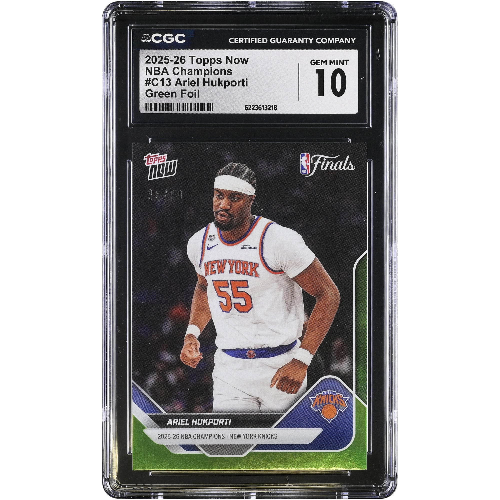Ariel Hukporti New York Knicks 2025-26 Topps Now Green Foil #C13 #/99 CGC Authenticated GEM MINT 10 Card