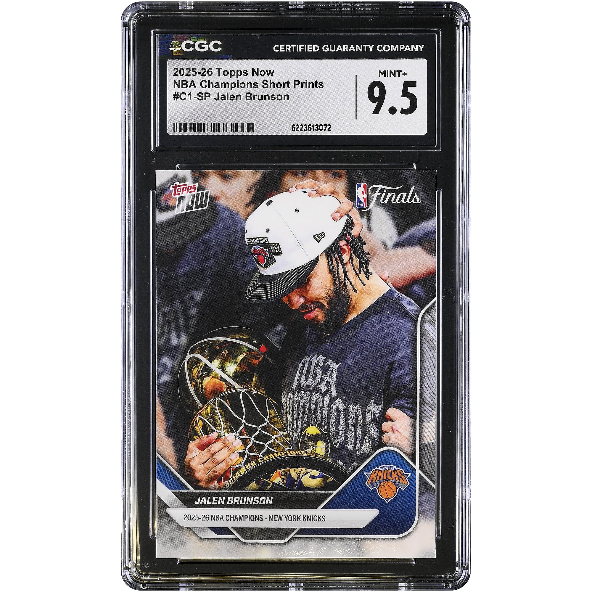 Jalen Brunson New York Knicks 2025-26 Topps Now NBA Champions Short Prints #C1-SP CGC Authenticated MINT+ 9.5 Card