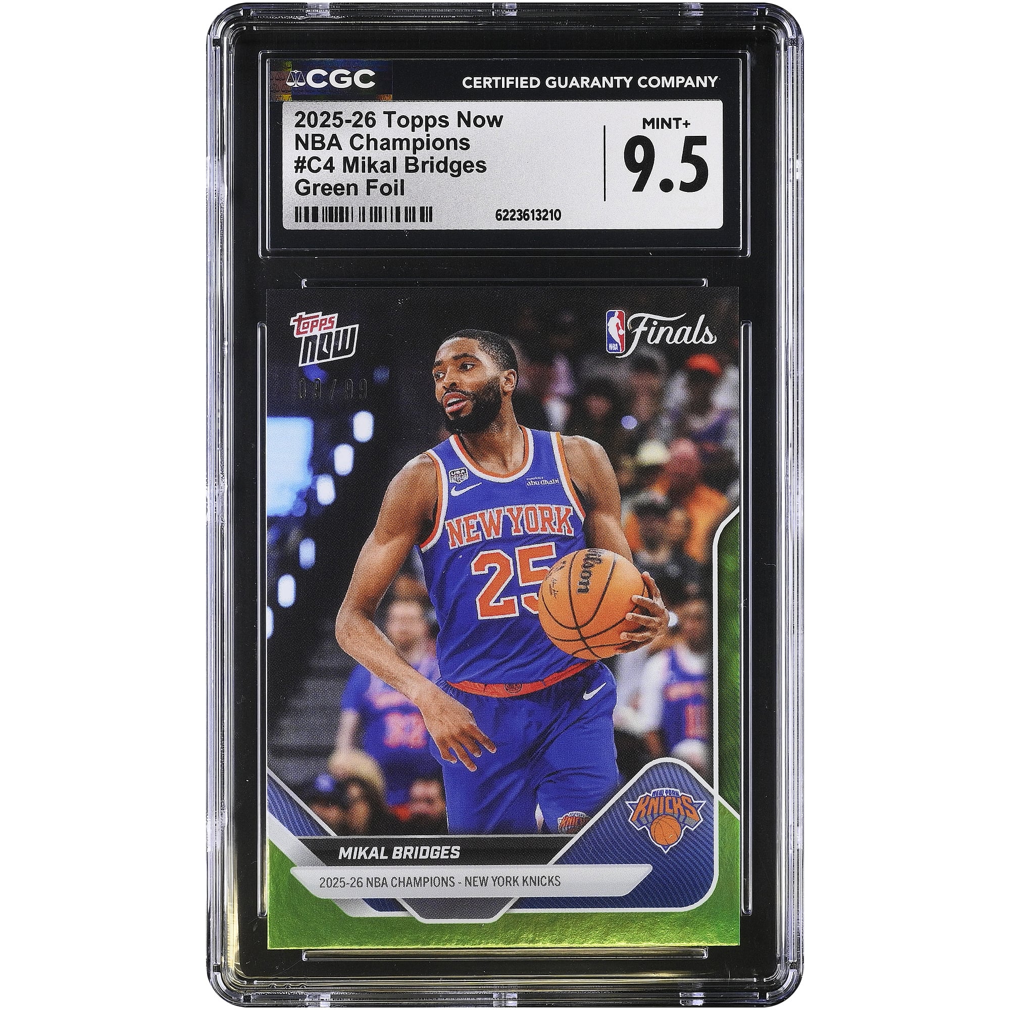 Mikal Bridges New York Knicks 2025-26 Topps Now Green Foil #C4 #/99 CGC Authenticated MINT+ 9.5 Card