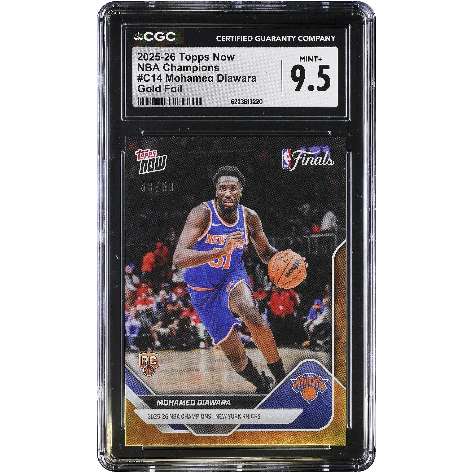 Mohamed Diawara New York Knicks 2025-26 Topps Now Gold Foil #C14 #/50 CGC Authenticated MINT+ 9.5 Rookie Card