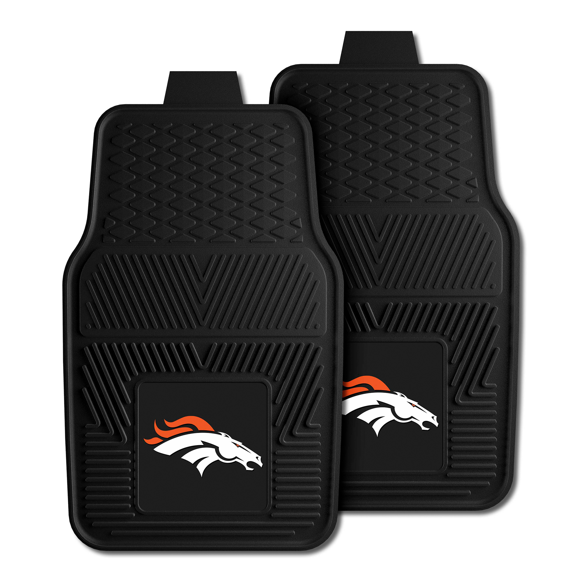 Logo Brands Denver Broncos Two-Piece Vinyl Car Mat Set