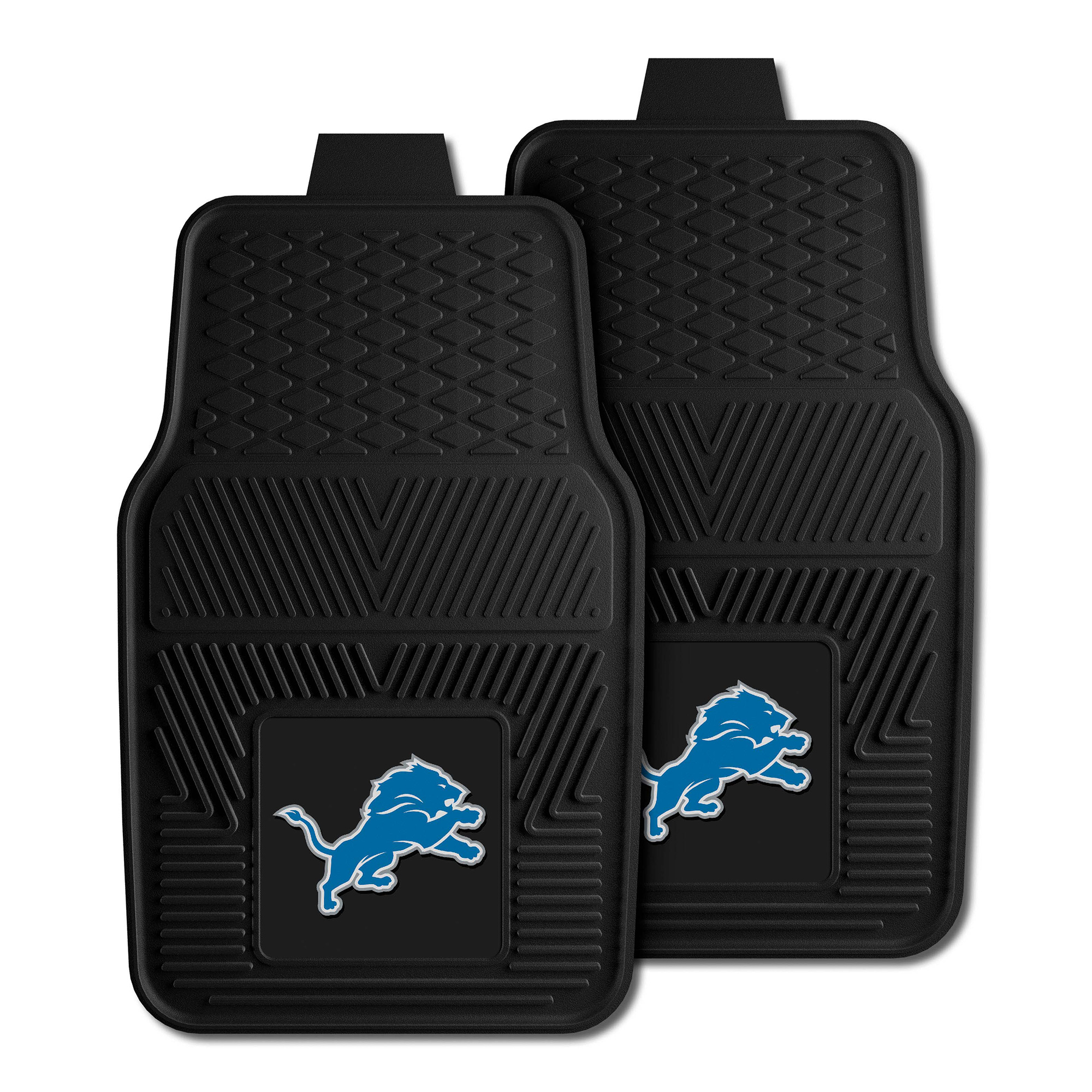 Logo Brands Detroit Lions Two-Piece Vinyl Car Mat Set