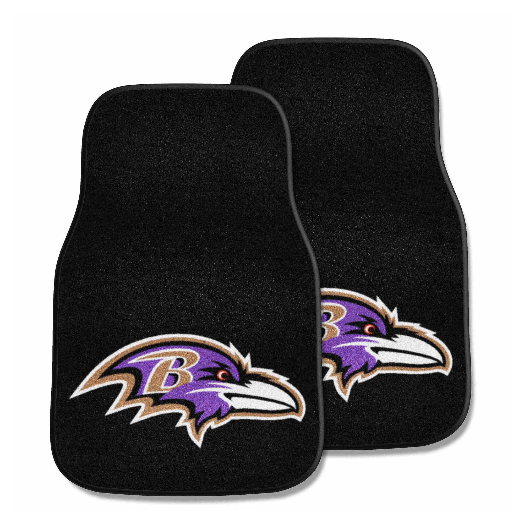 Logo Brands Baltimore Ravens Two-Piece Carpet Car Mat Set