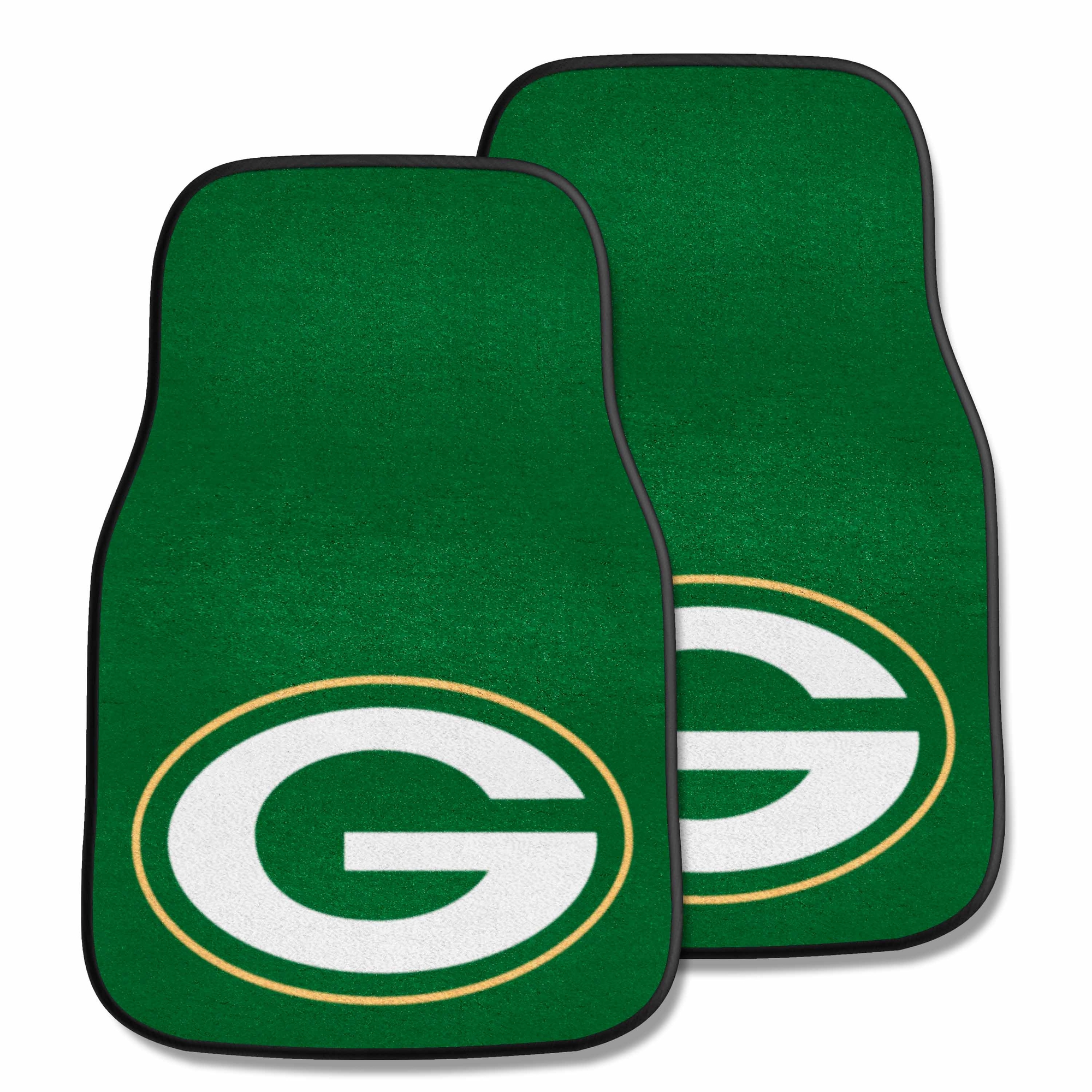 Logo Brands Green Bay Packers Two-Piece Carpet Car Mat Set