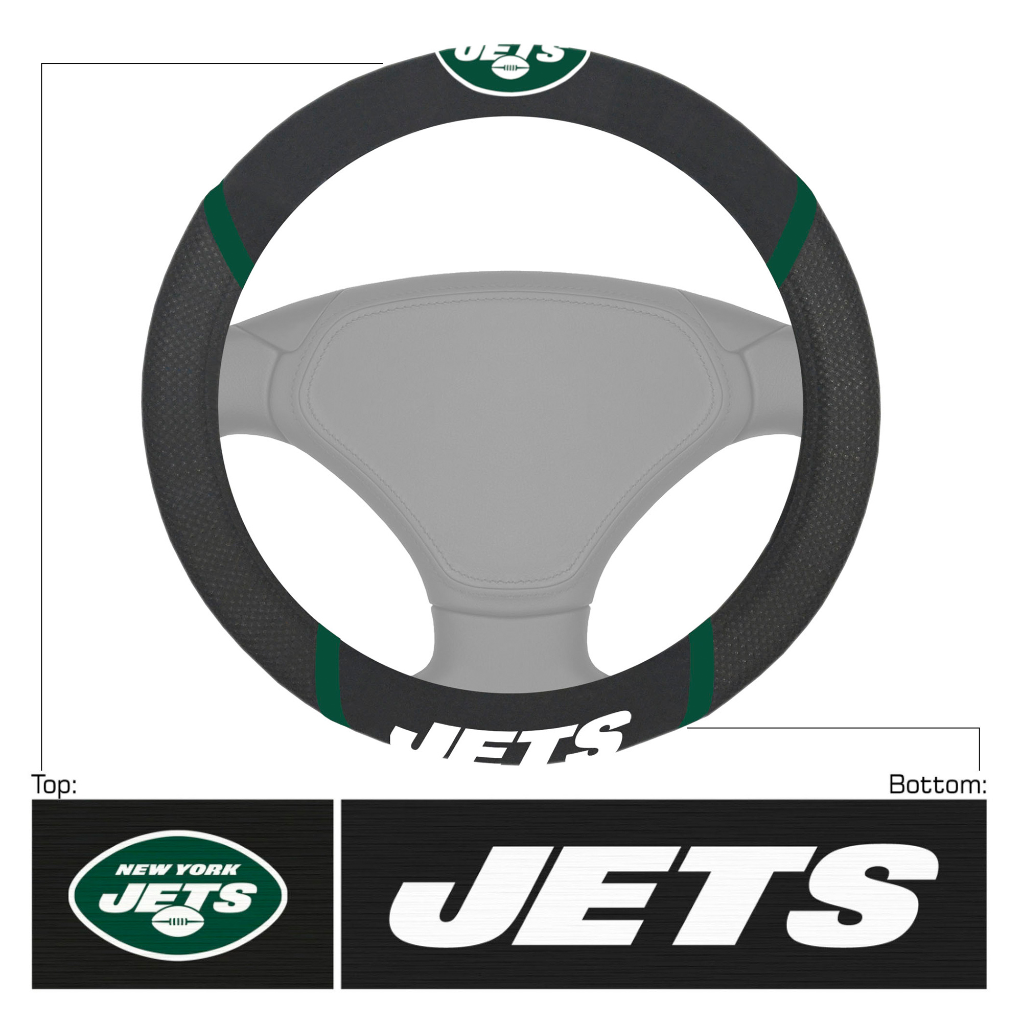 Logo Brands New York Jets Steering Wheel Cover