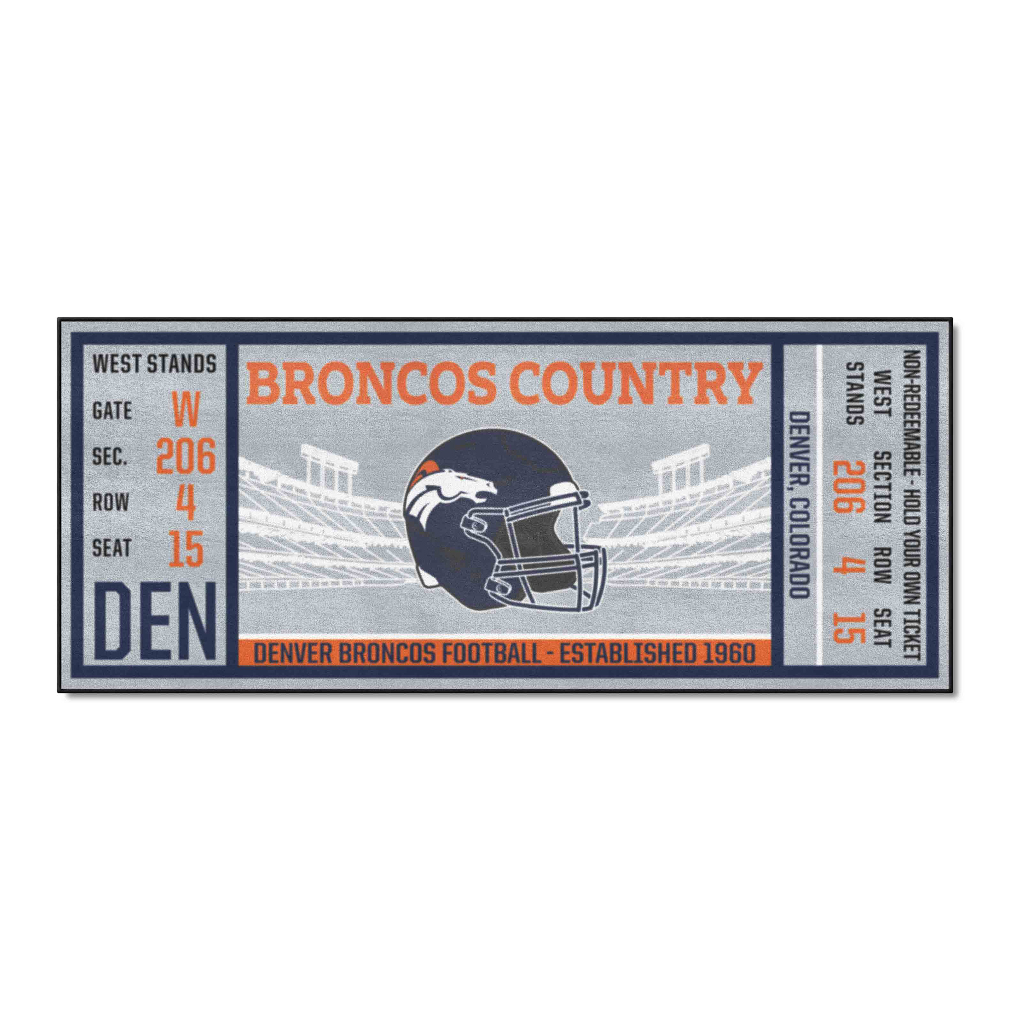 Logo Brands Denver Broncos 30" x 72" Ticket Runner