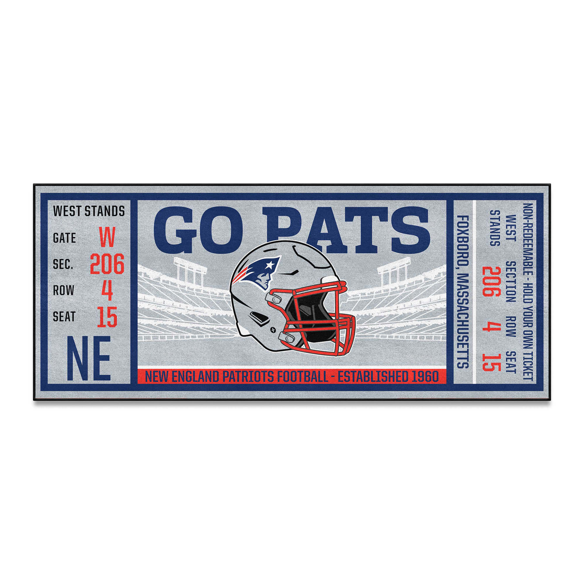 Logo Brands New England Patriots 30" x 72" Ticket Runner
