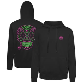 Men's Levelwear Black Edmonton Oilers DOTD Sugar Skull Podium Pullover Hoodie