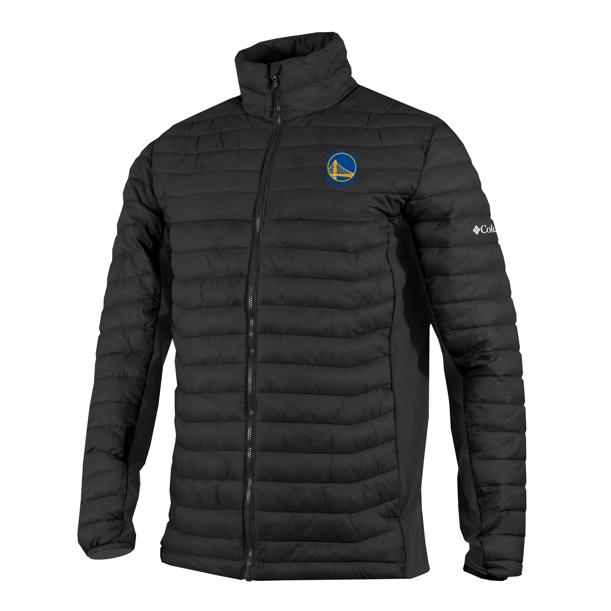 Men's Columbia Black Golden State Warriors Powder Pass Hybrid Full-Zip Jacket