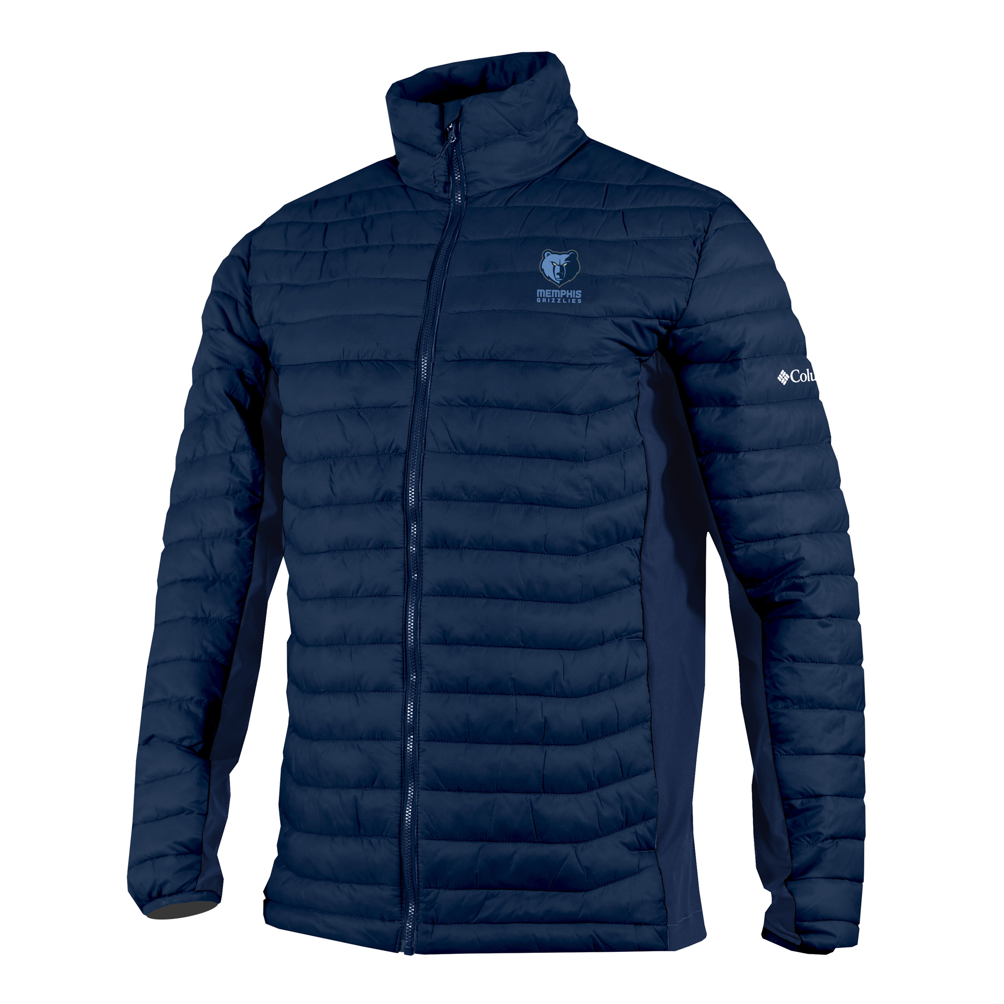 Men's Columbia Navy Memphis Grizzlies Powder Pass Hybrid Full-Zip Jacket