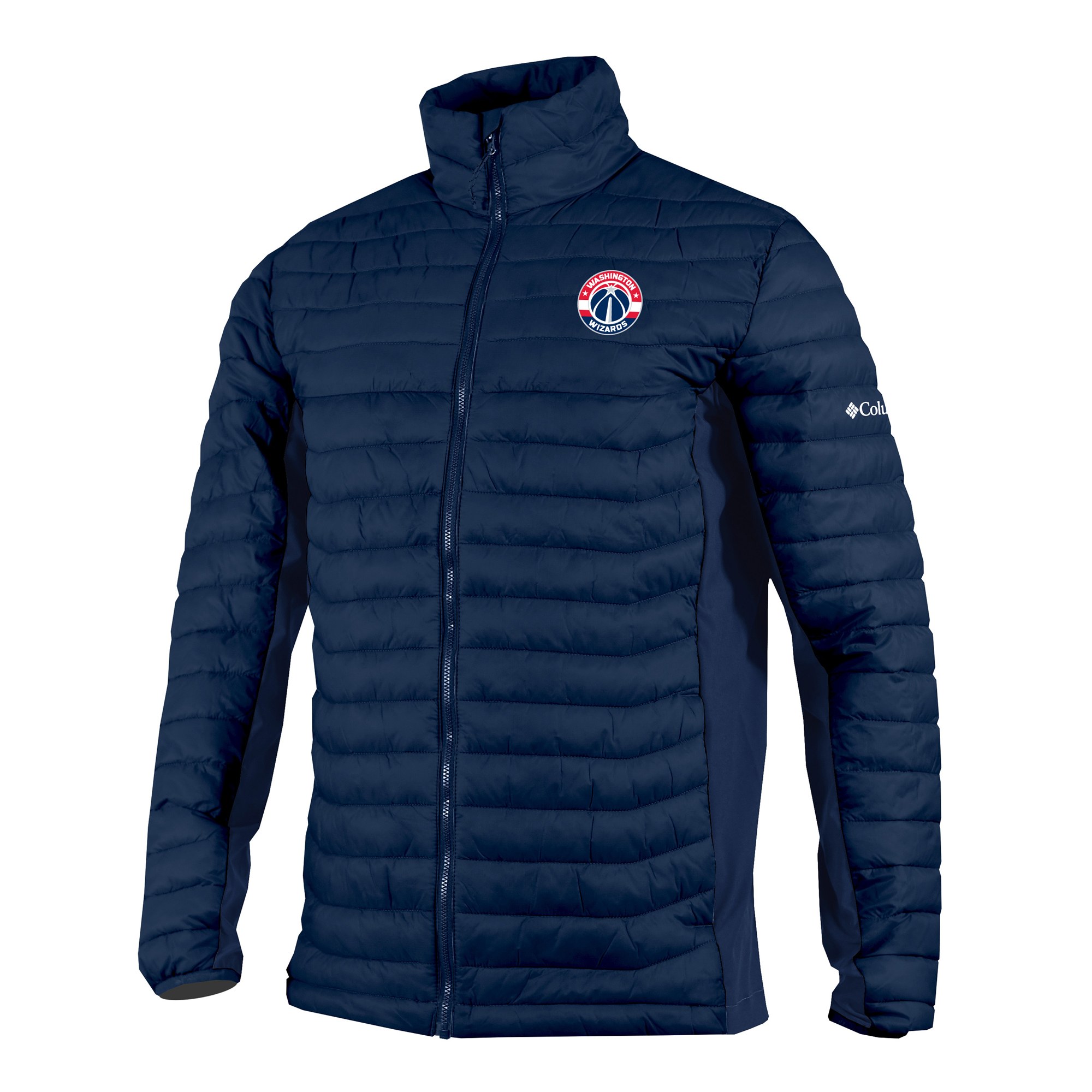 Men's Columbia Navy Washington Wizards Powder Pass Hybrid Full-Zip Jacket