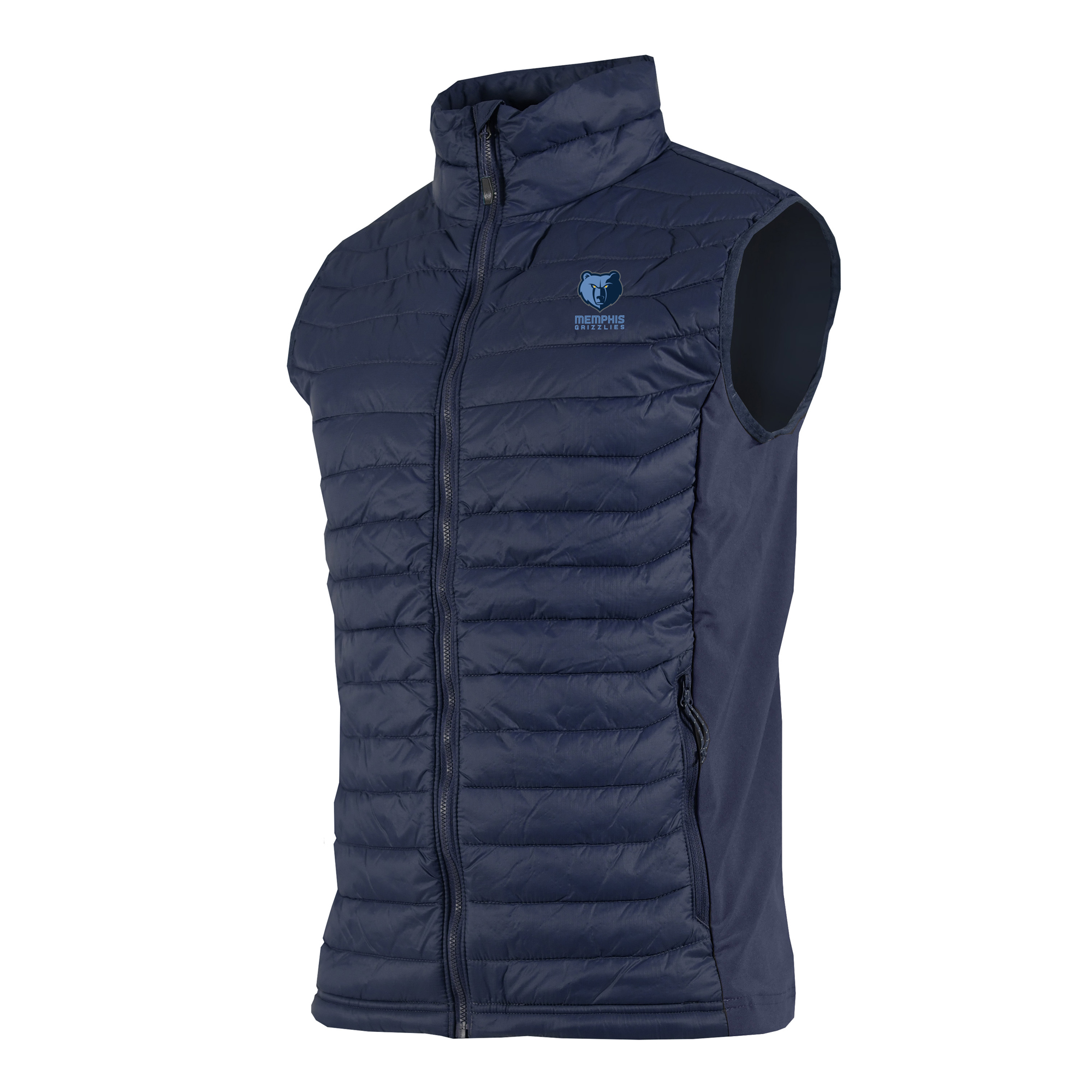 Men's Columbia Navy Memphis Grizzlies Powder Pass Hybrid Full-Zip Vest