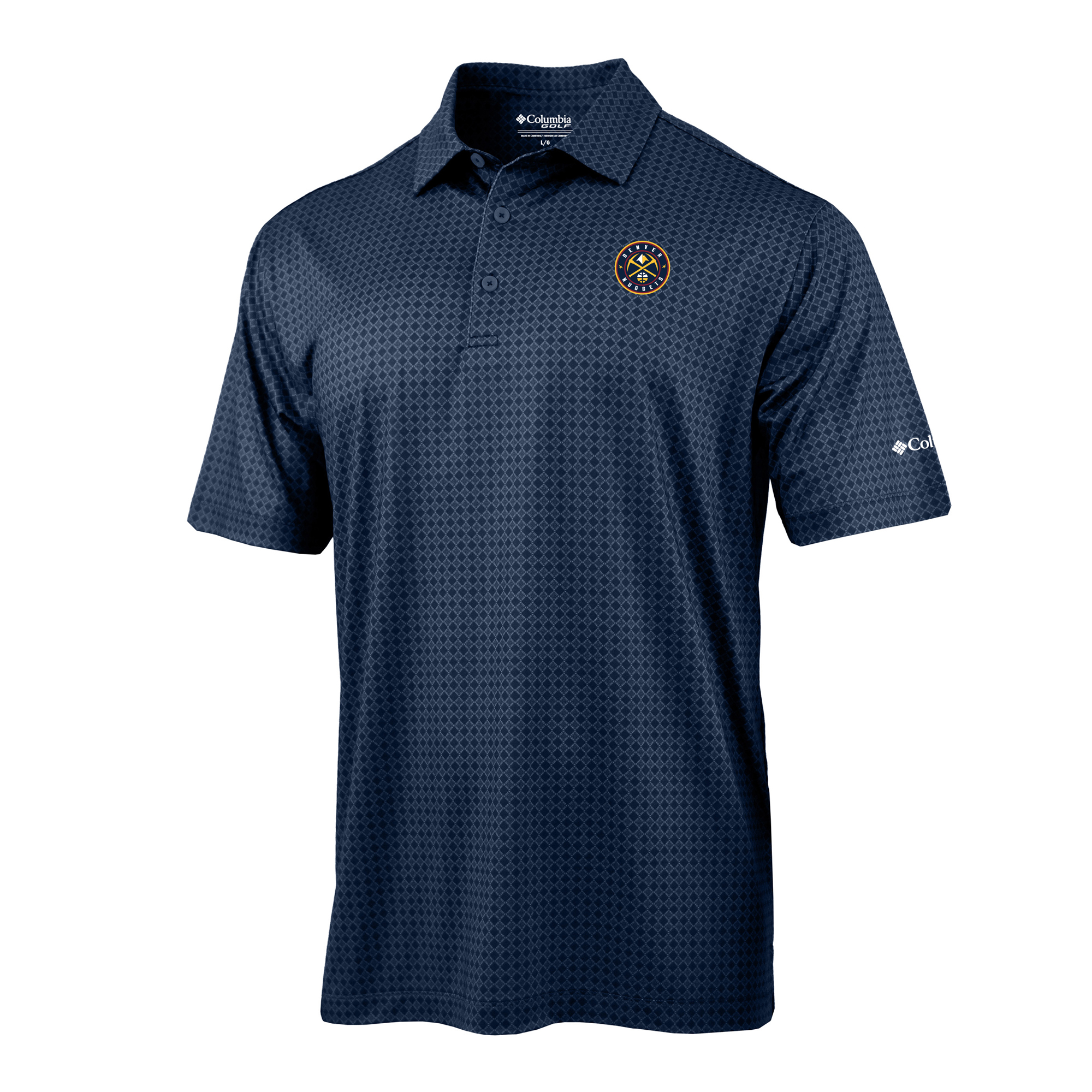 Men's Columbia Navy Denver Nuggets Highland Drift Omni-Wick Polo