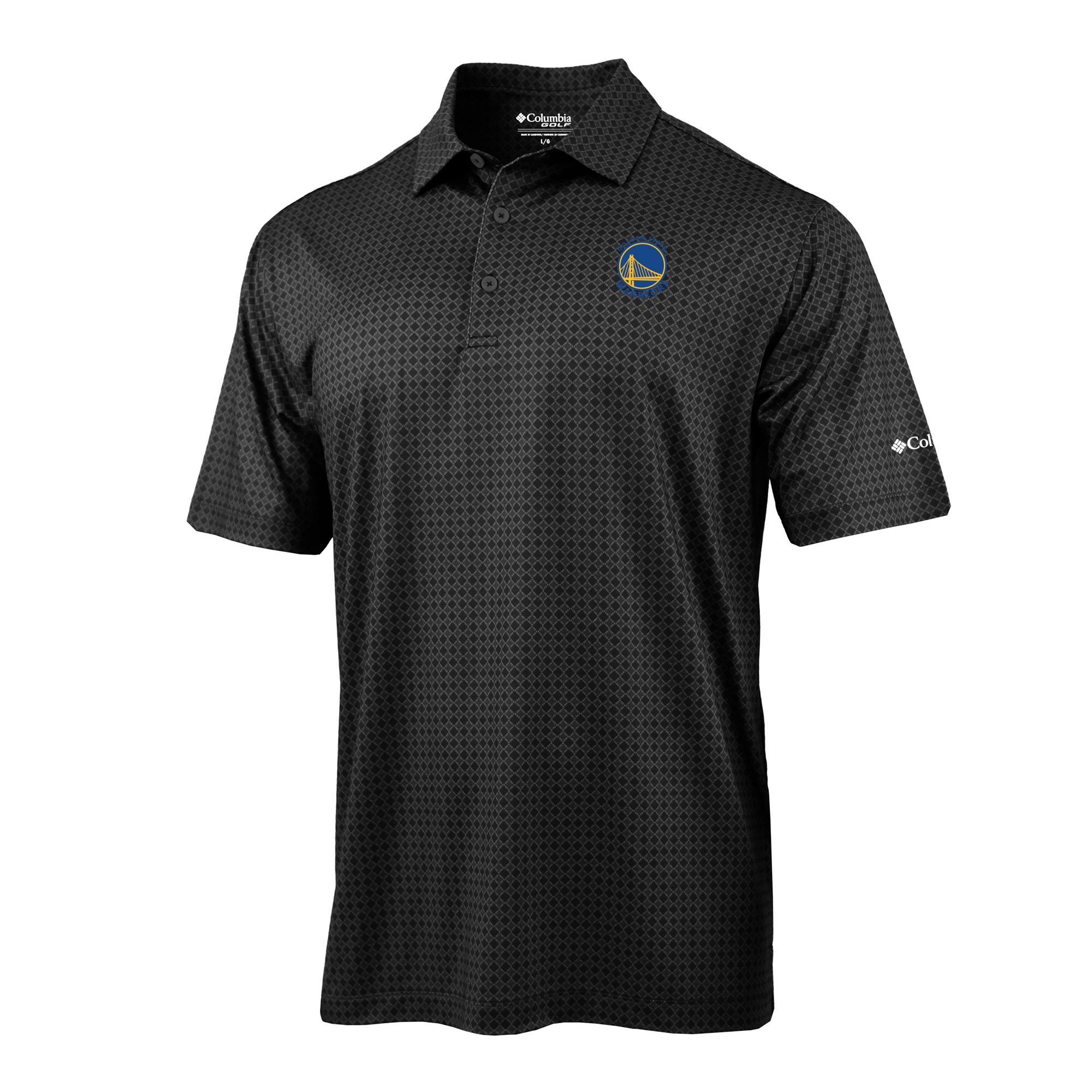 Men's Columbia Black Golden State Warriors Highland Drift Omni-Wick Polo
