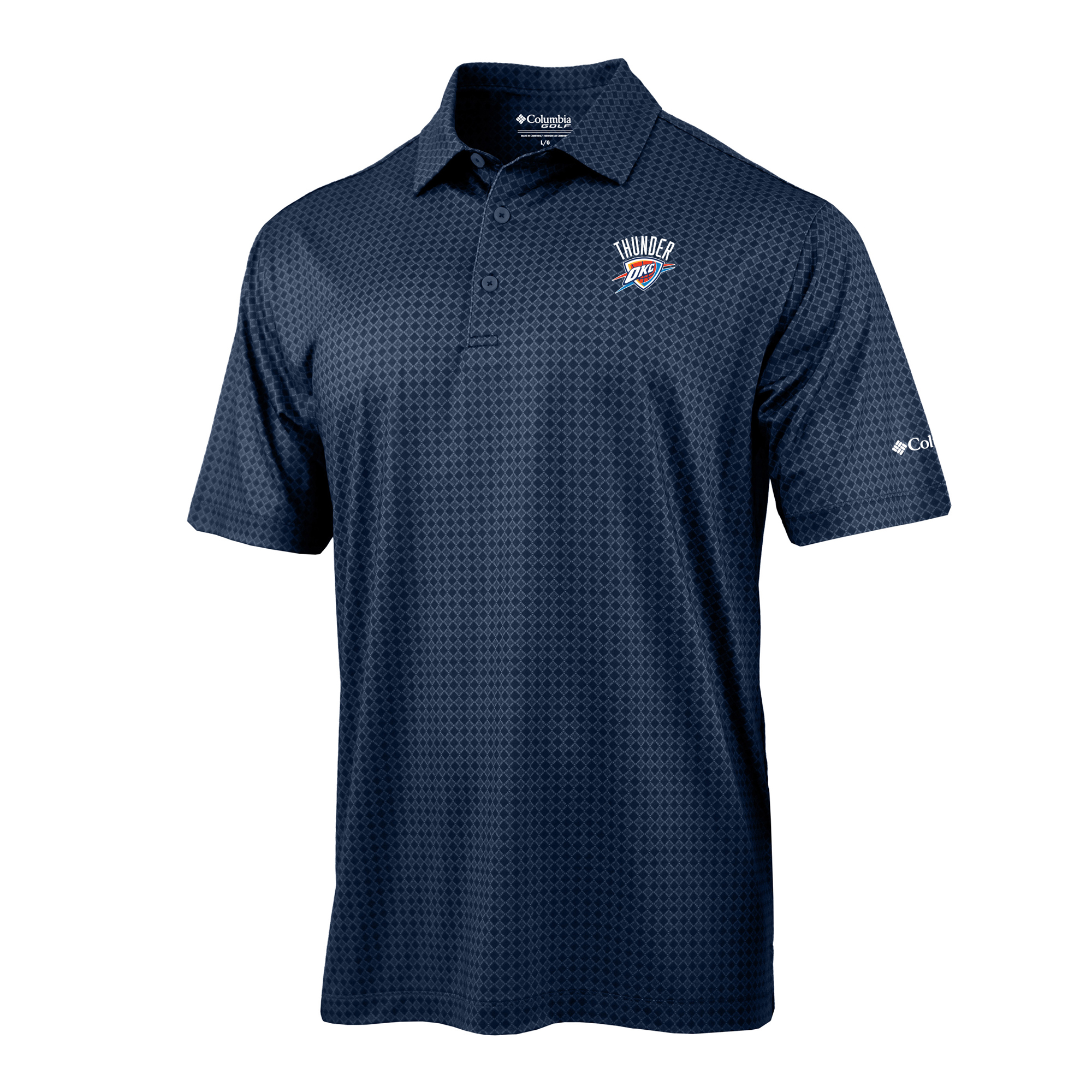 Men's Columbia Navy Oklahoma City Thunder Highland Drift Omni-Wick Polo