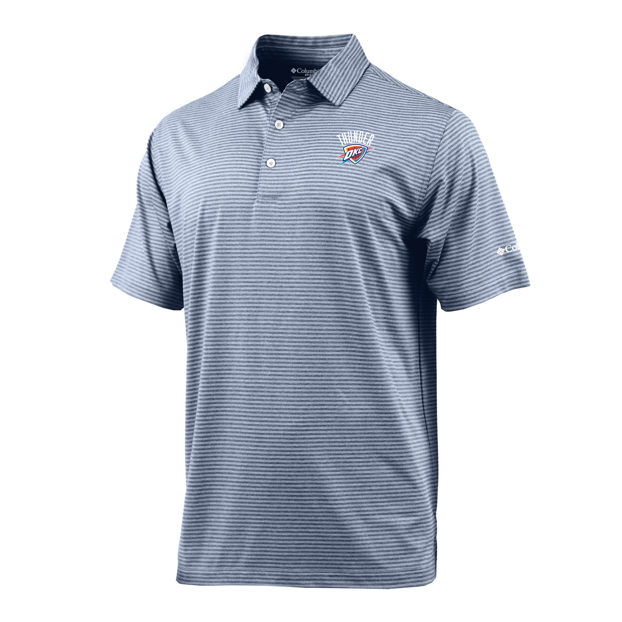Men's Columbia Navy Oklahoma City Thunder Striped Tempo Swing Polo