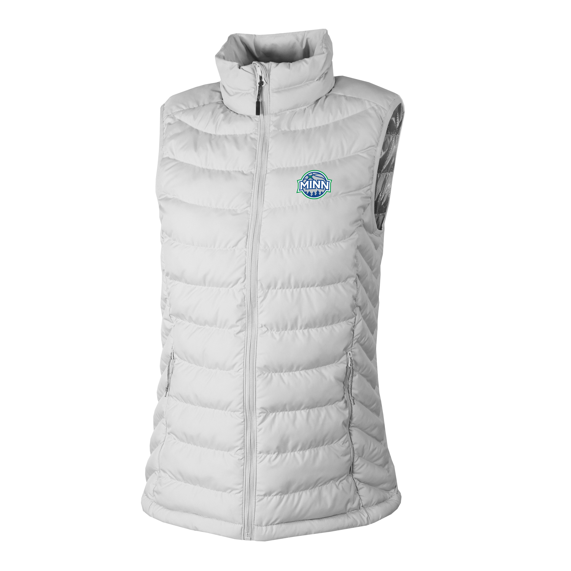 Women's Columbia White Minnesota Timberwolves Powder Lite II Omni-Heat Reflective Full-Zip Puffer Vest