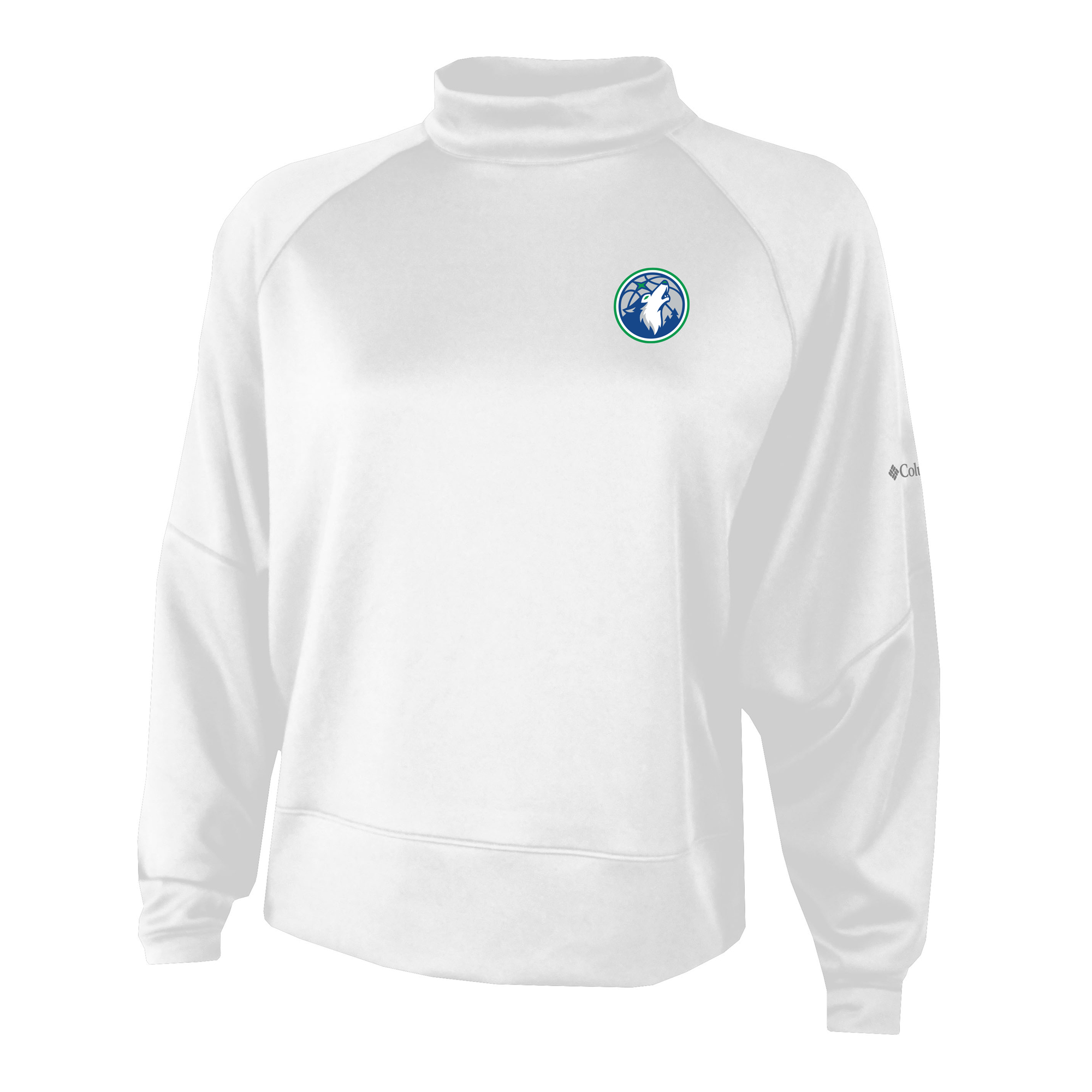 Women's Columbia White Minnesota Timberwolves Par-Performance Raglan Mock Neck Sweatshirt