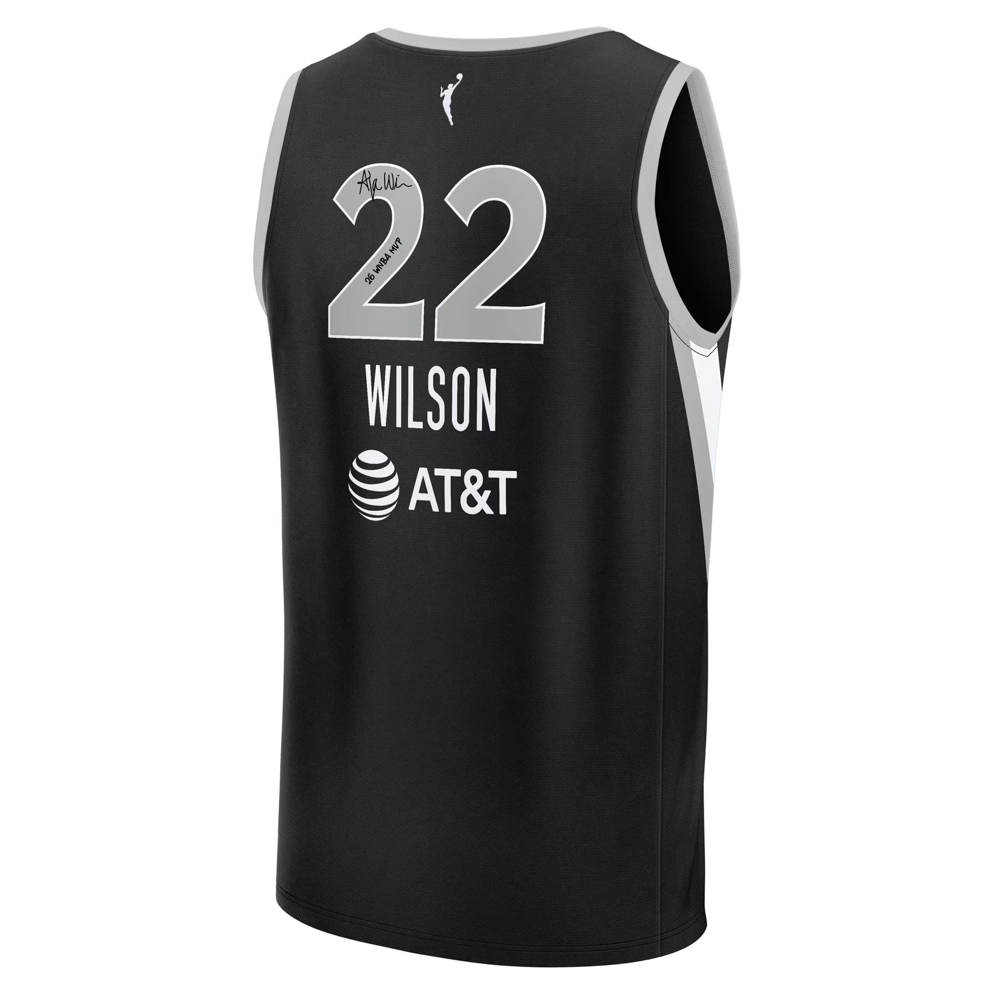 Camiseta negra Nike Explorer de A'ja Wilson de las Las Vegas Aces autografiada con la inscripción "26 WNBA MVP".