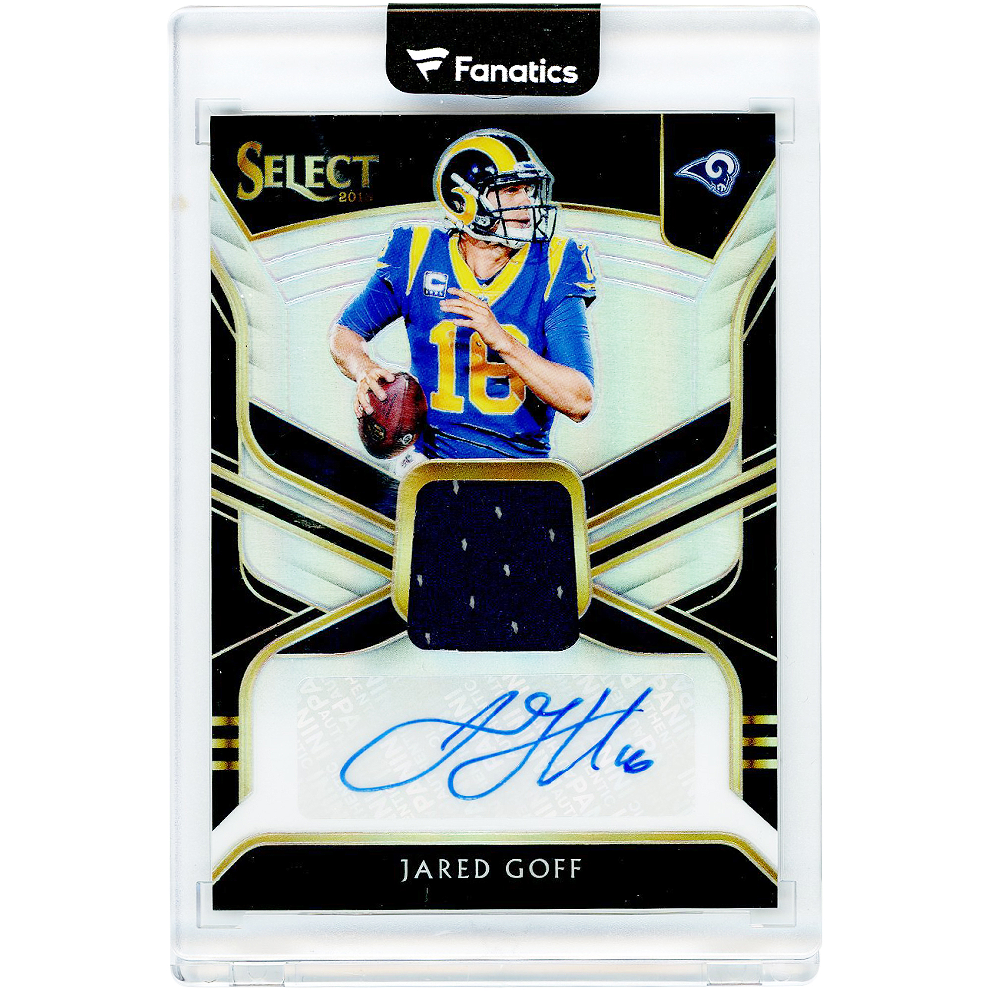 Jared Goff Los Angeles Rams Autographed 2018 Panini Select Relic Silver Prizm #MP-JG #13/15 Card