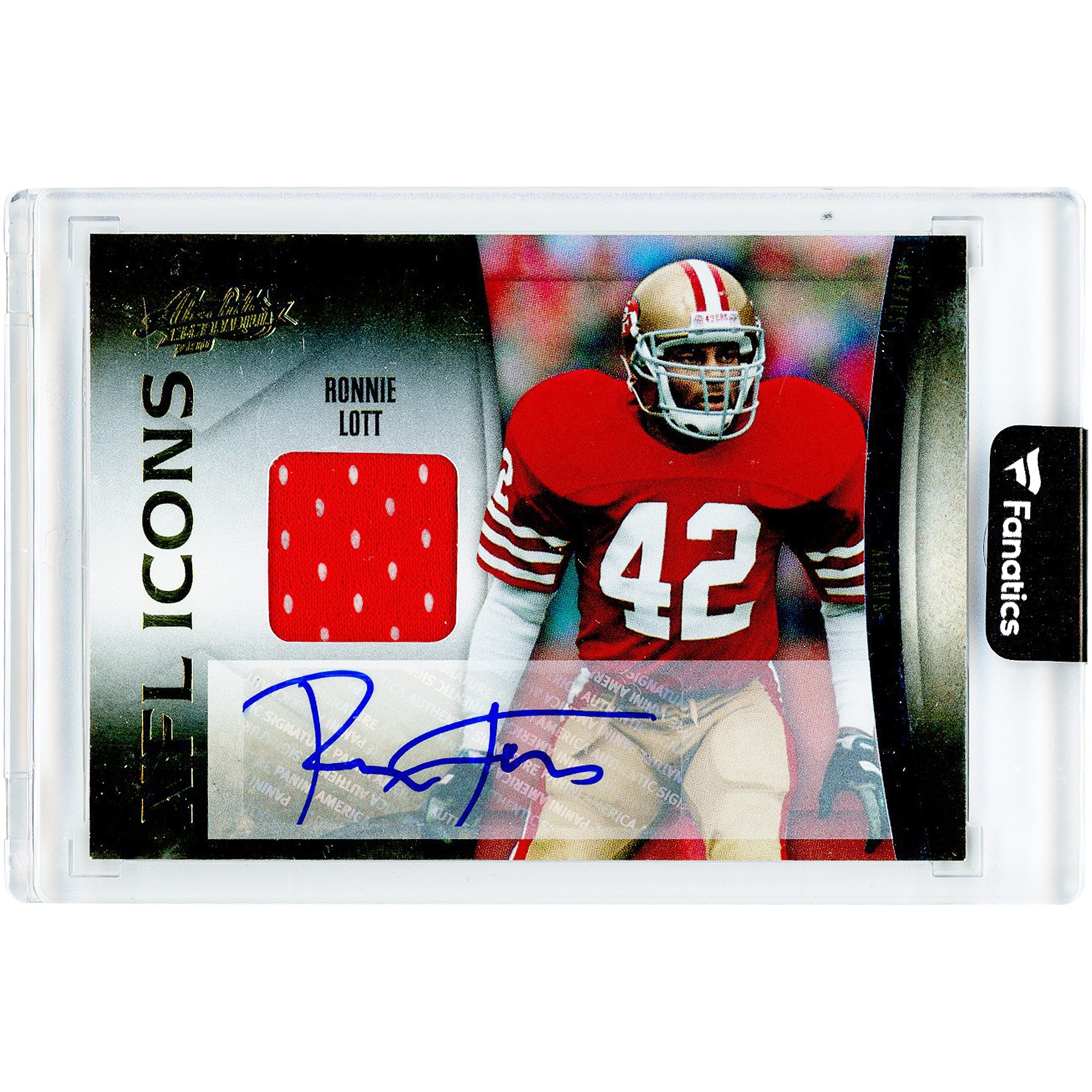Ronnie Lott San Francisco 49ers Autographed 2010 Panini Absolute Memorabilia Game Used Relic #25 #31/50 Card