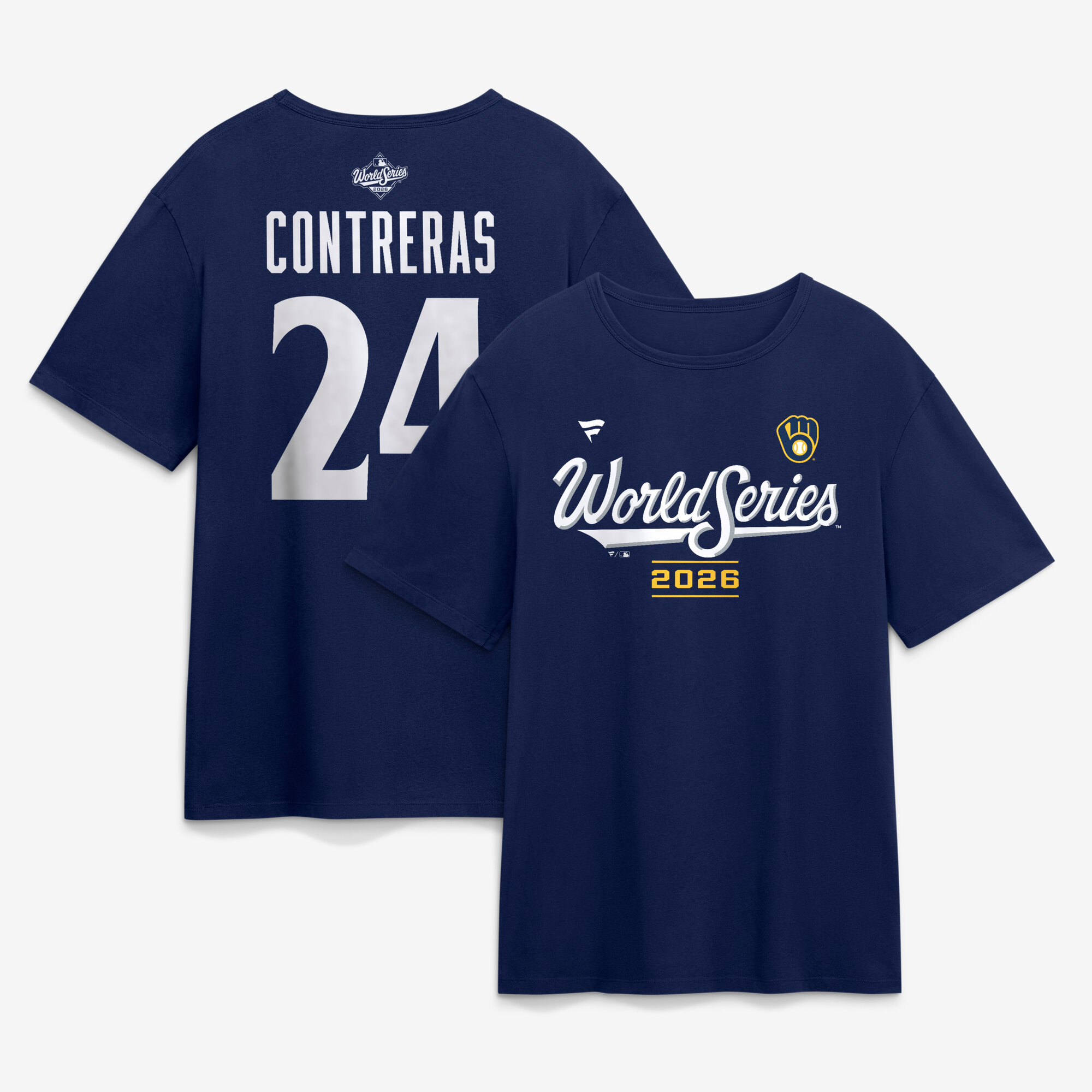 Men's William Contreras Navy Milwaukee Brewers 2026 World Series Name & Number T-Shirt