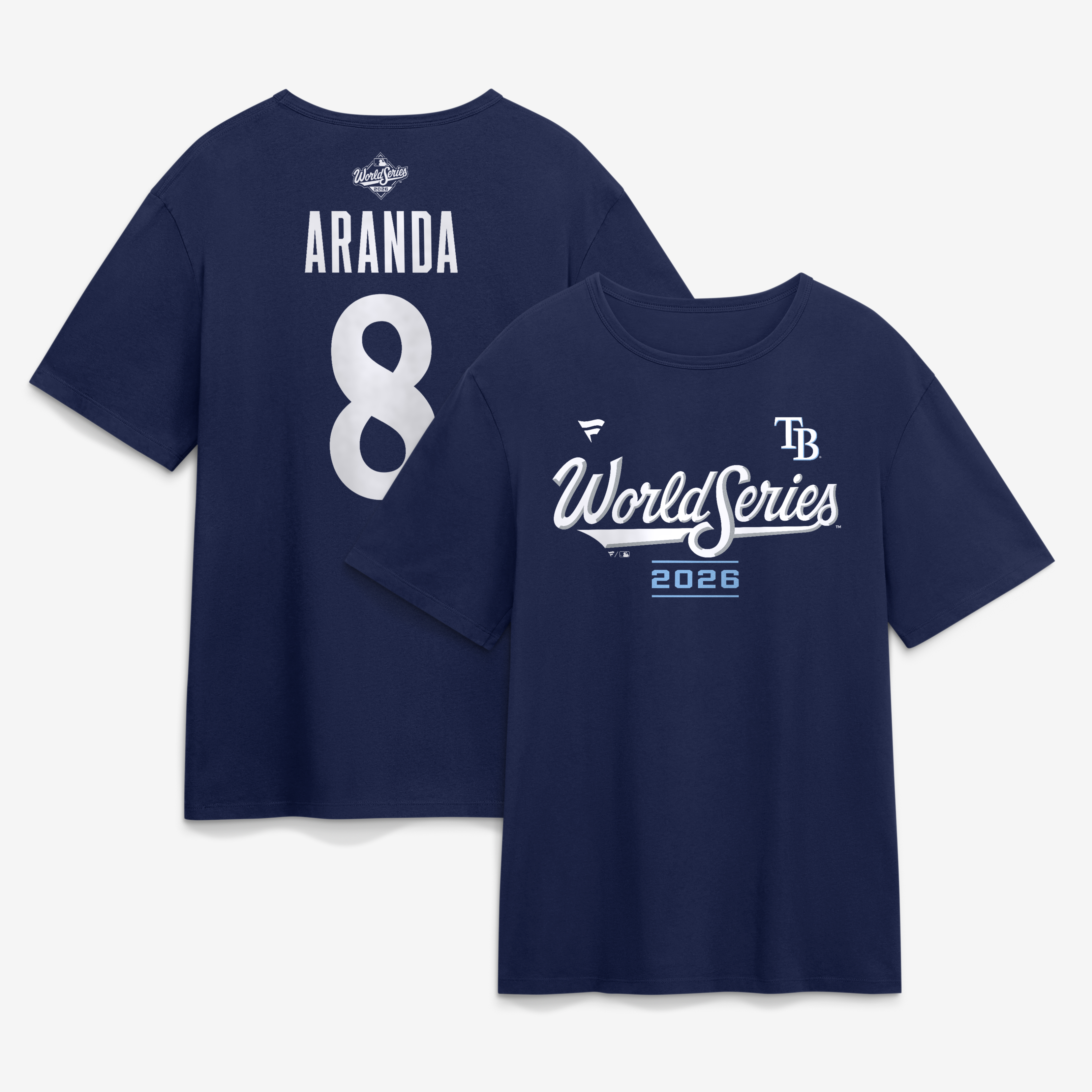 Men's Jonathan Aranda Navy Tampa Bay Rays 2026 World Series Name & Number T-Shirt