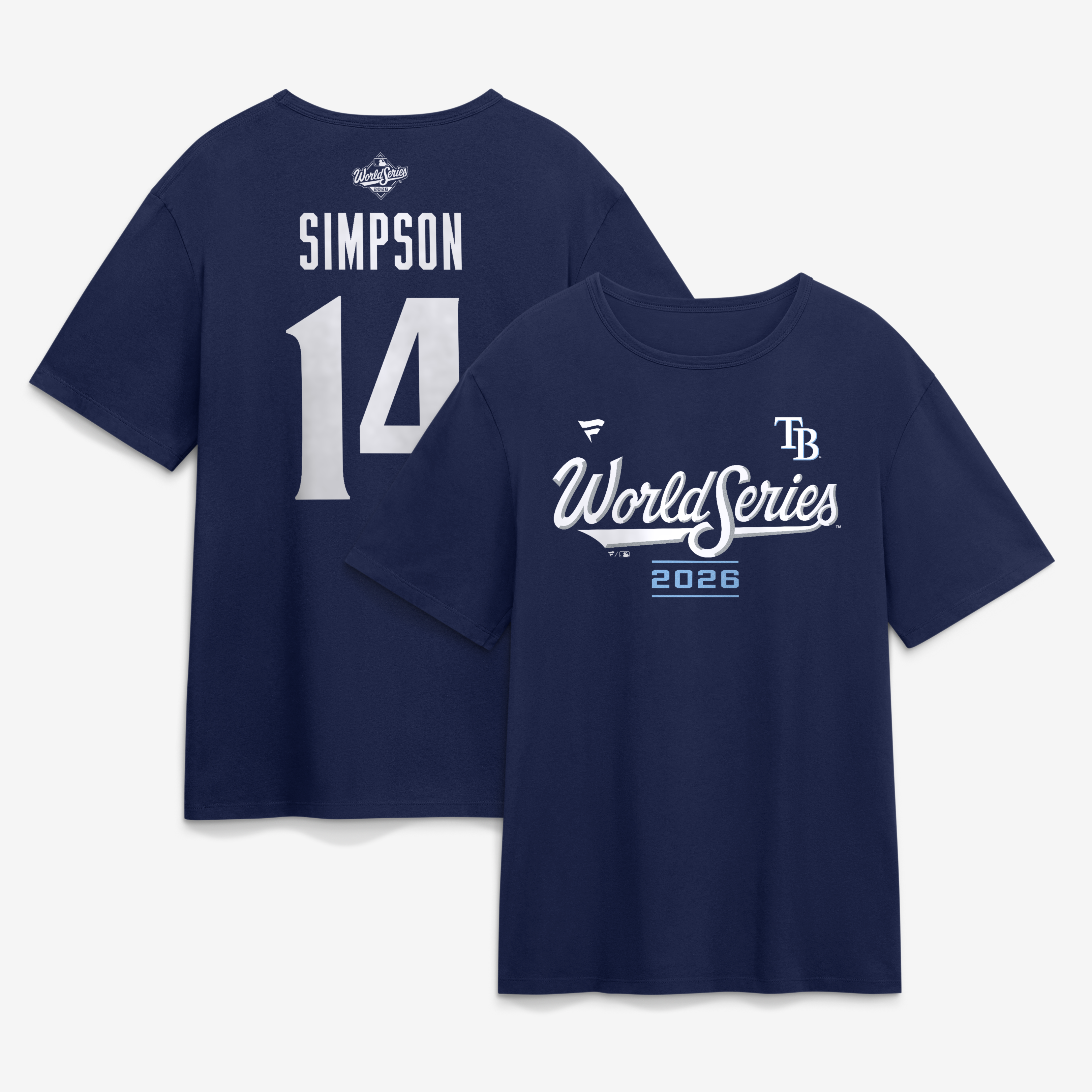 Men's Chandler Simpson Navy Tampa Bay Rays 2026 World Series Name & Number T-Shirt