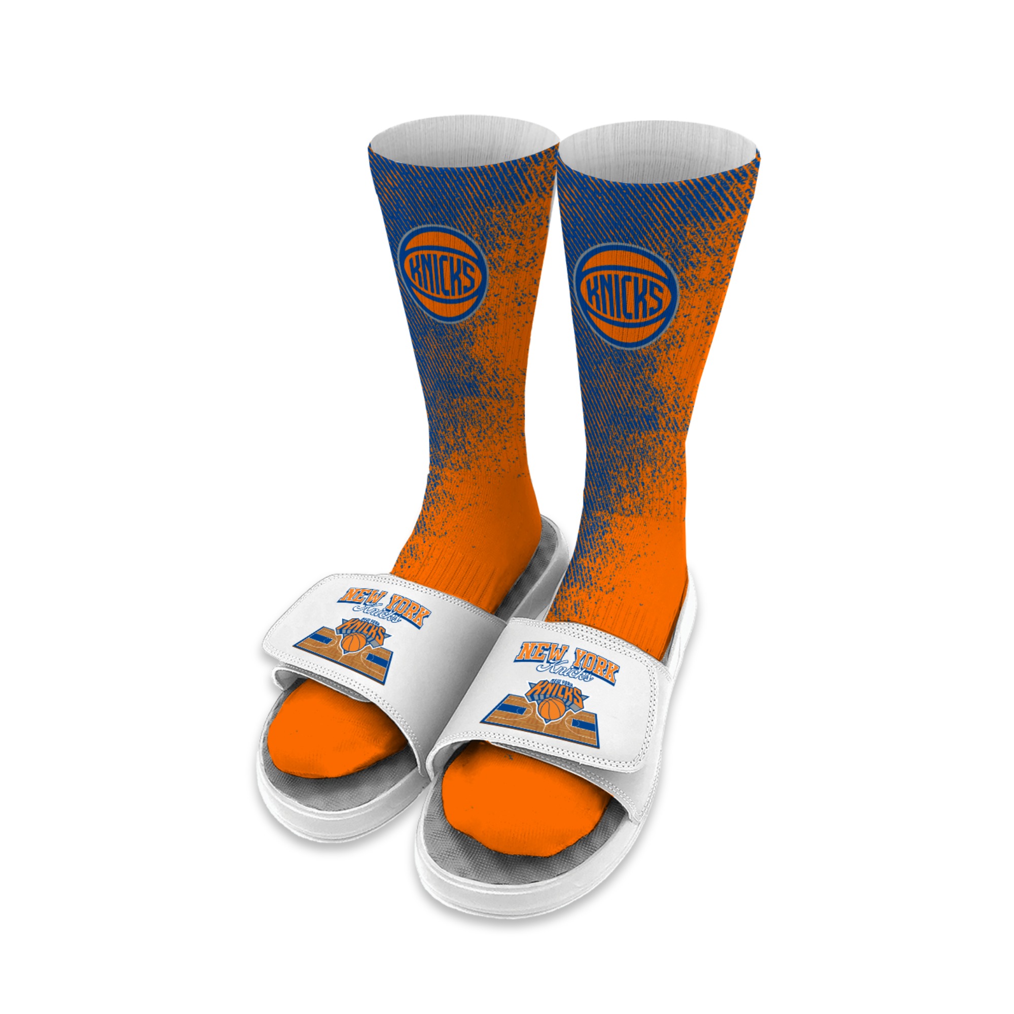 Unisex ISlide New York Knicks Court Collage Sock & Slide Bundle