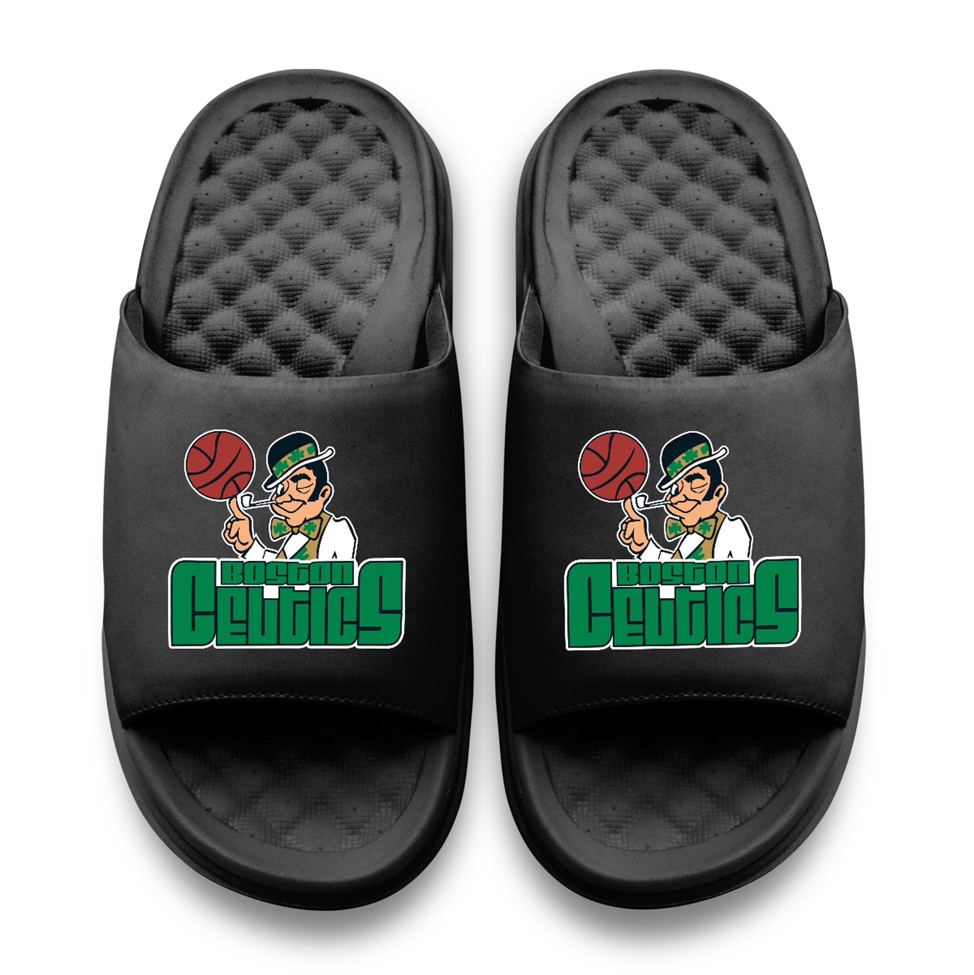 Unisex ISlide Black Boston Celtics Logo Stack Motive Slide Sandals