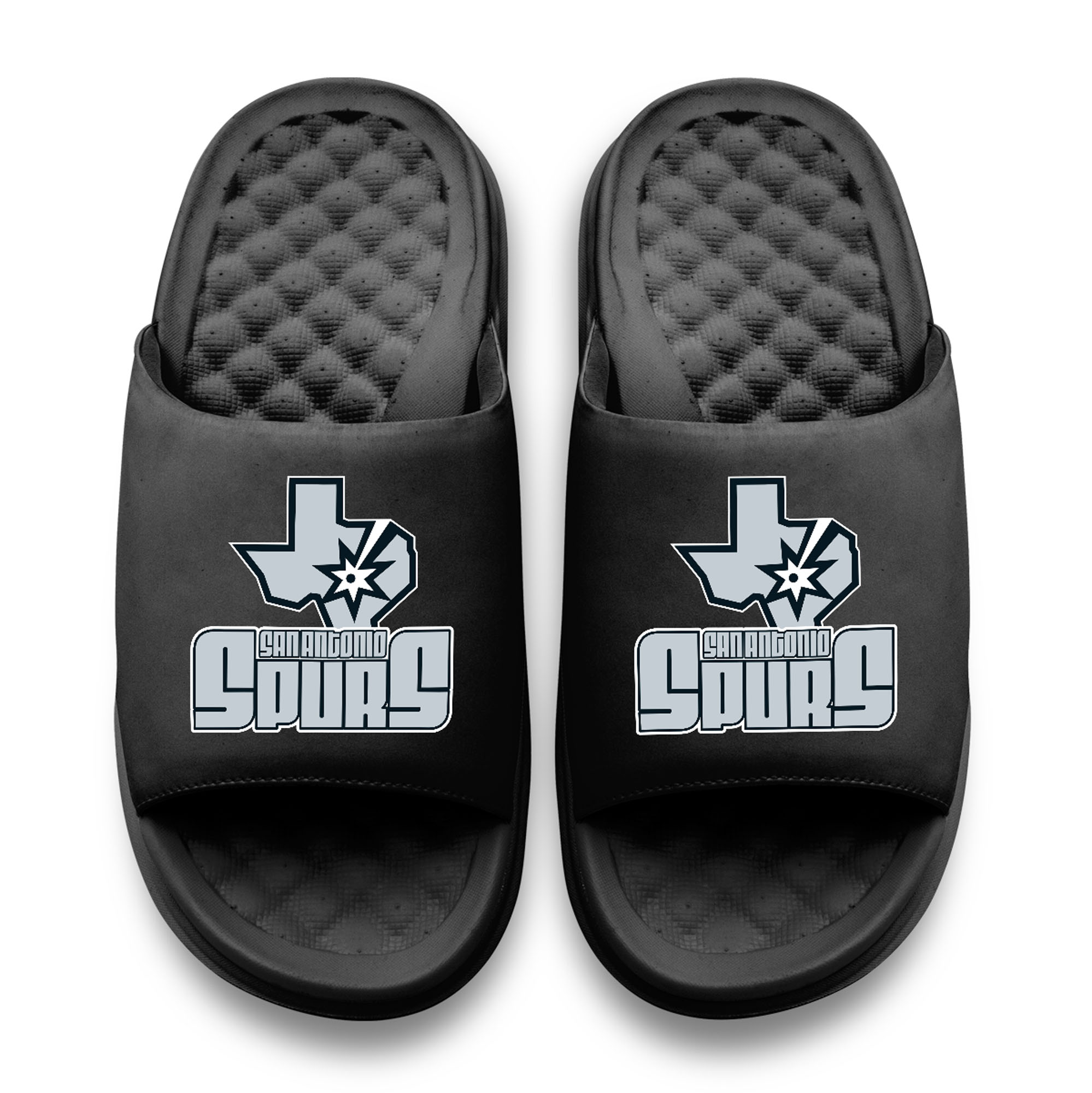 Unisex ISlide Black San Antonio Spurs Logo Stack Motive Slide Sandals