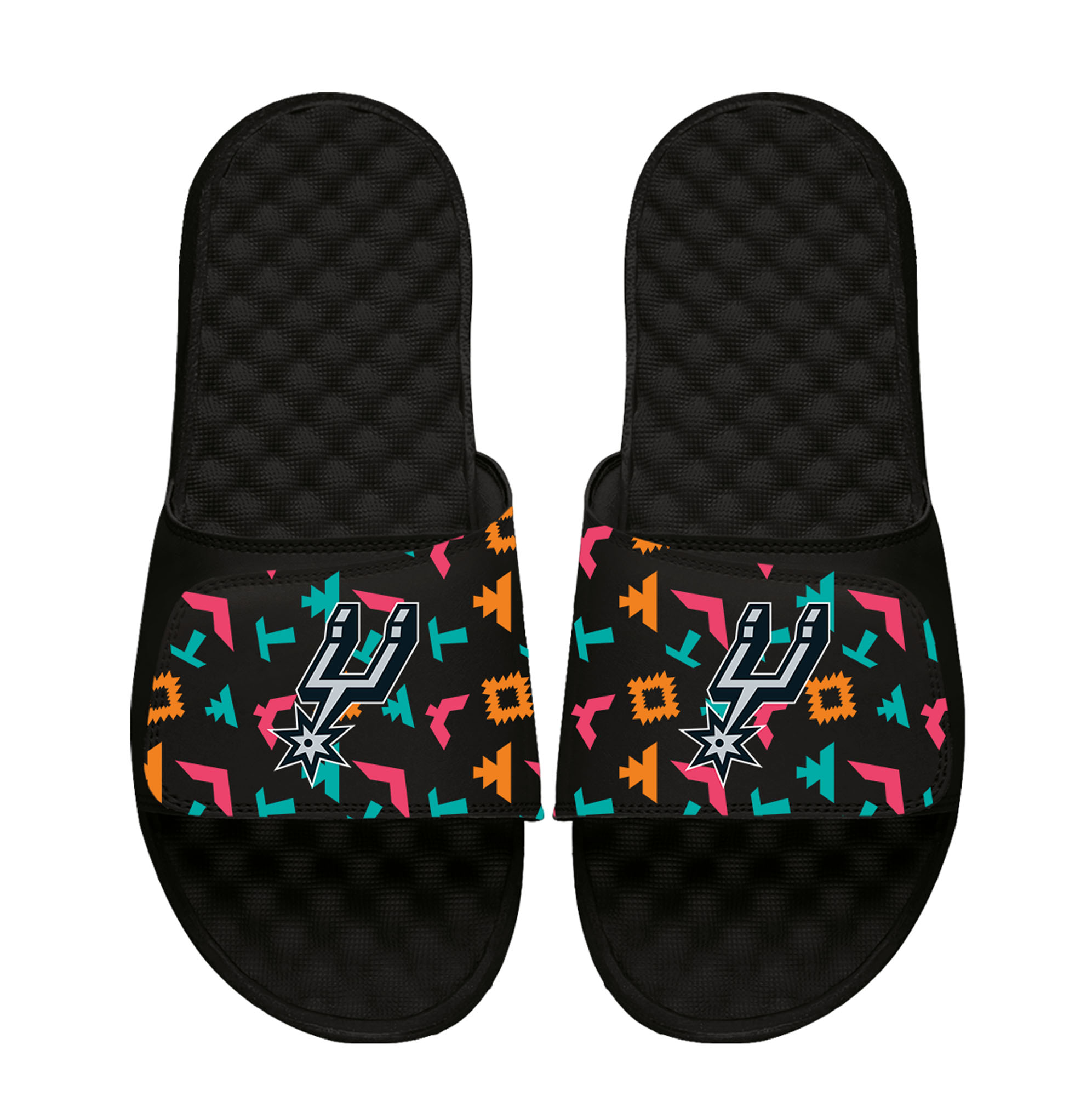 Unisex ISlide Black San Antonio Spurs Fiesta Pattern Slide Sandals