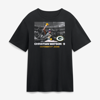 Men's Christian Watson Black Green Bay Packers NFL Flash Features Week 5 T-Shirt