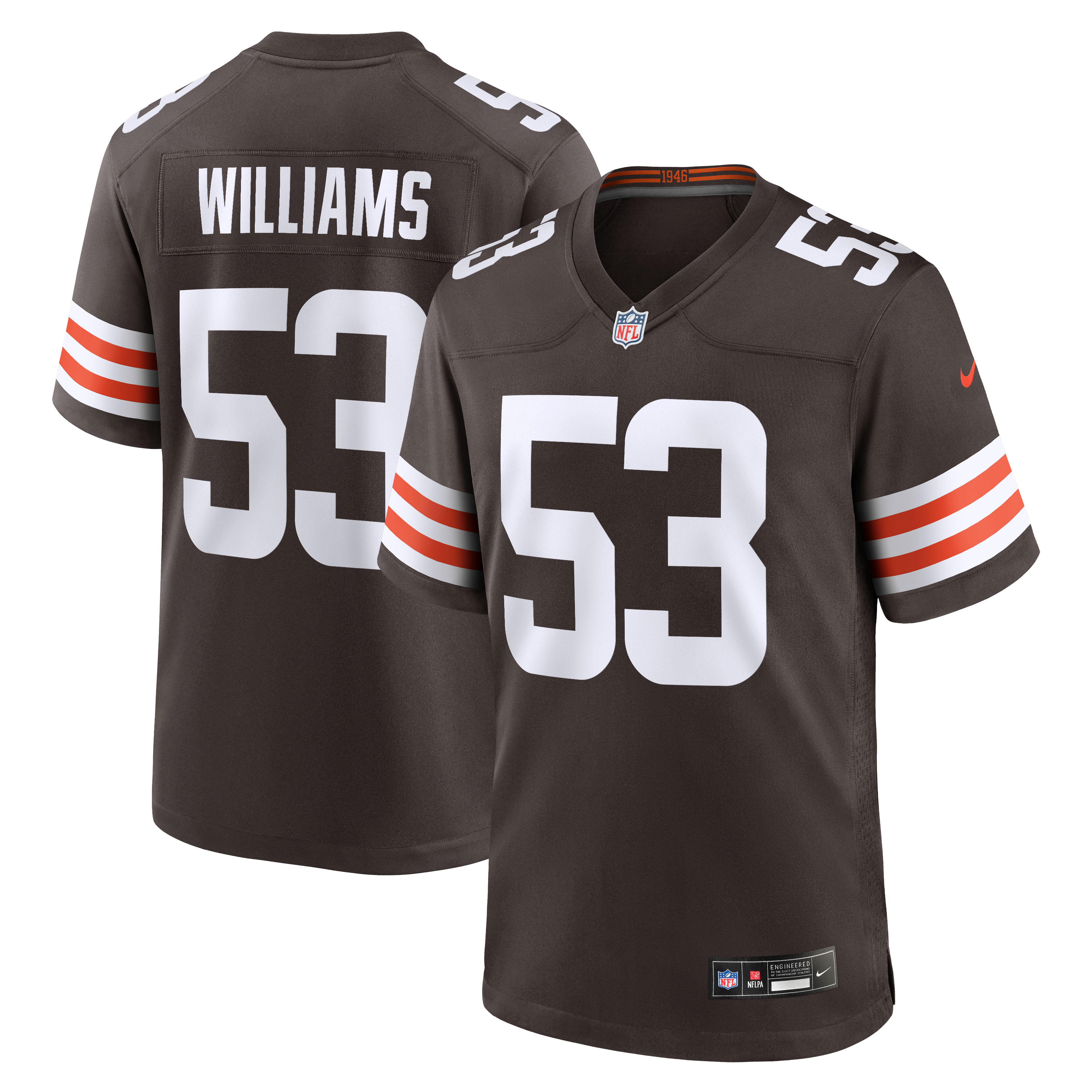 Men's Nike Chris Williams Brown Cleveland Browns Team Game Jersey