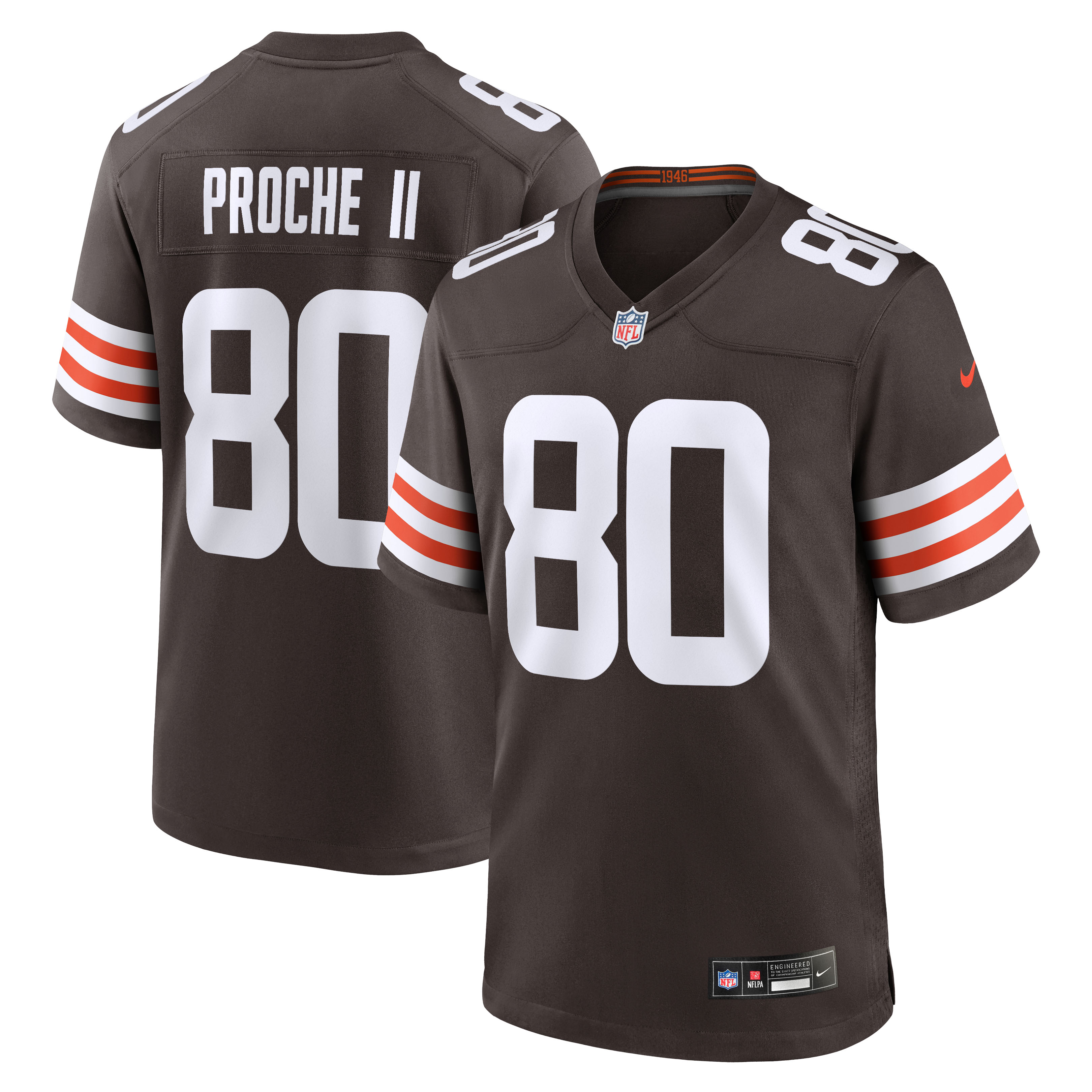 Men's Nike James Proche II Brown Cleveland Browns Team Game Jersey