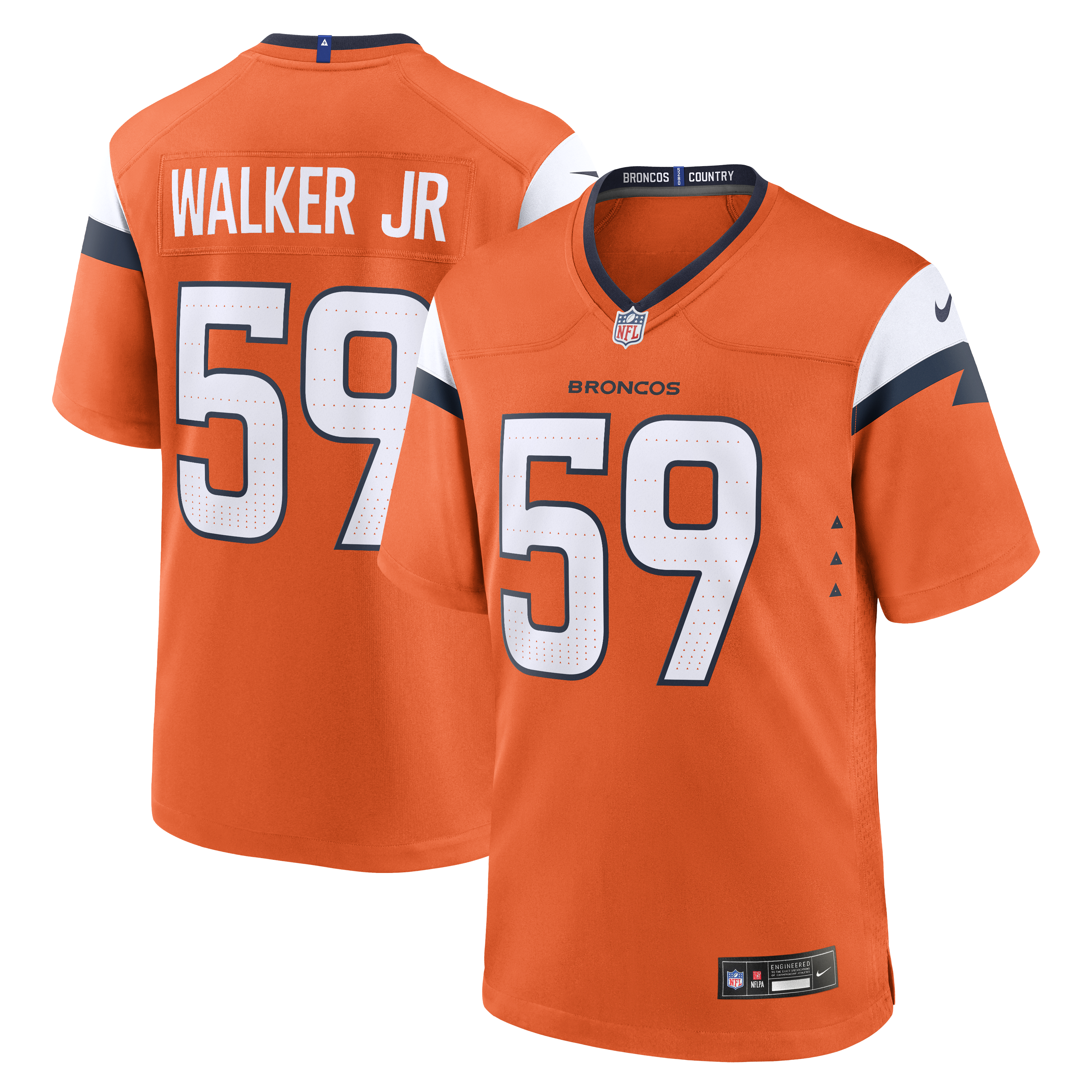 Men's Nike Johnny Walker Jr Orange Denver Broncos Team Game Jersey
