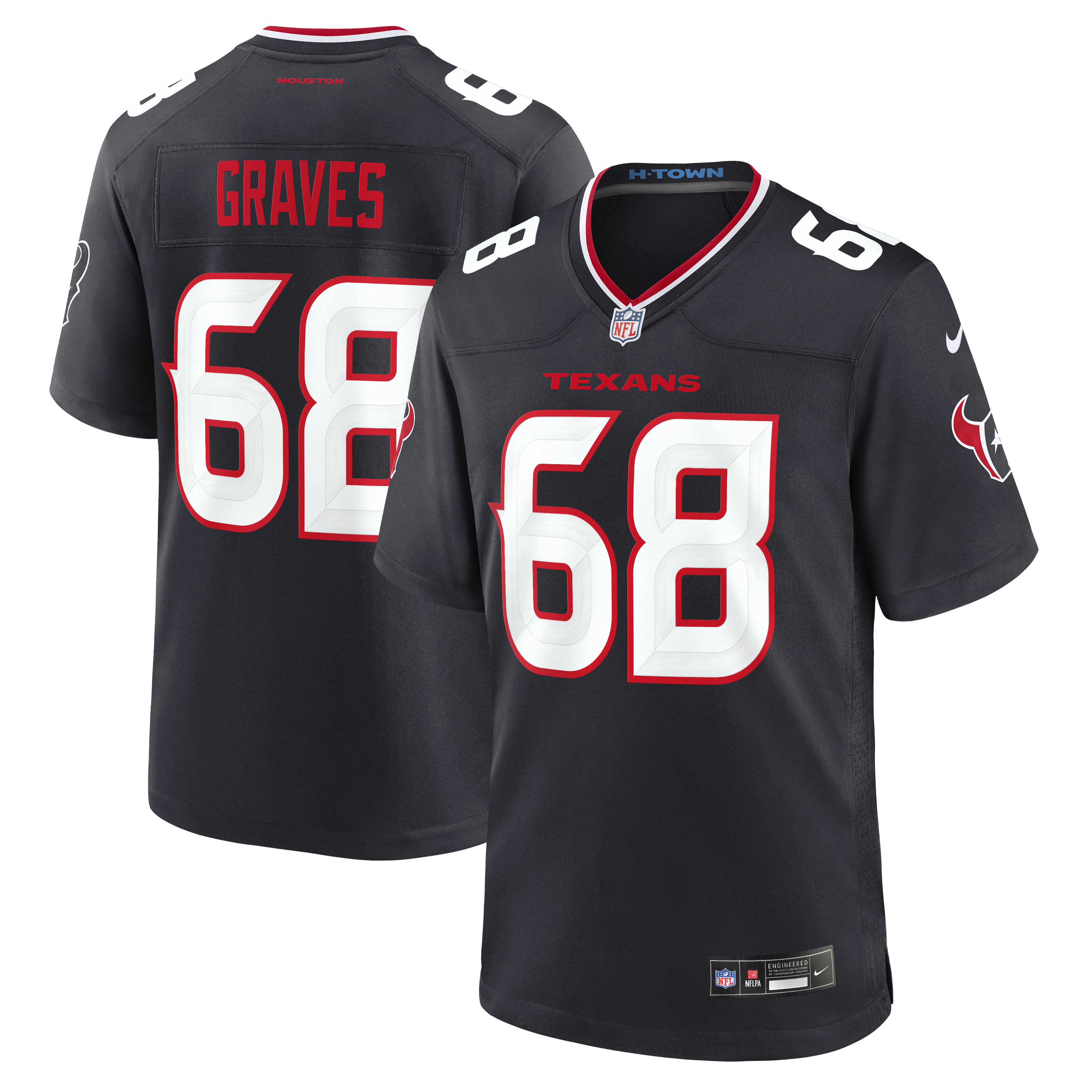 Men's Nike Aaron Graves Navy Houston Texans Team Game Jersey