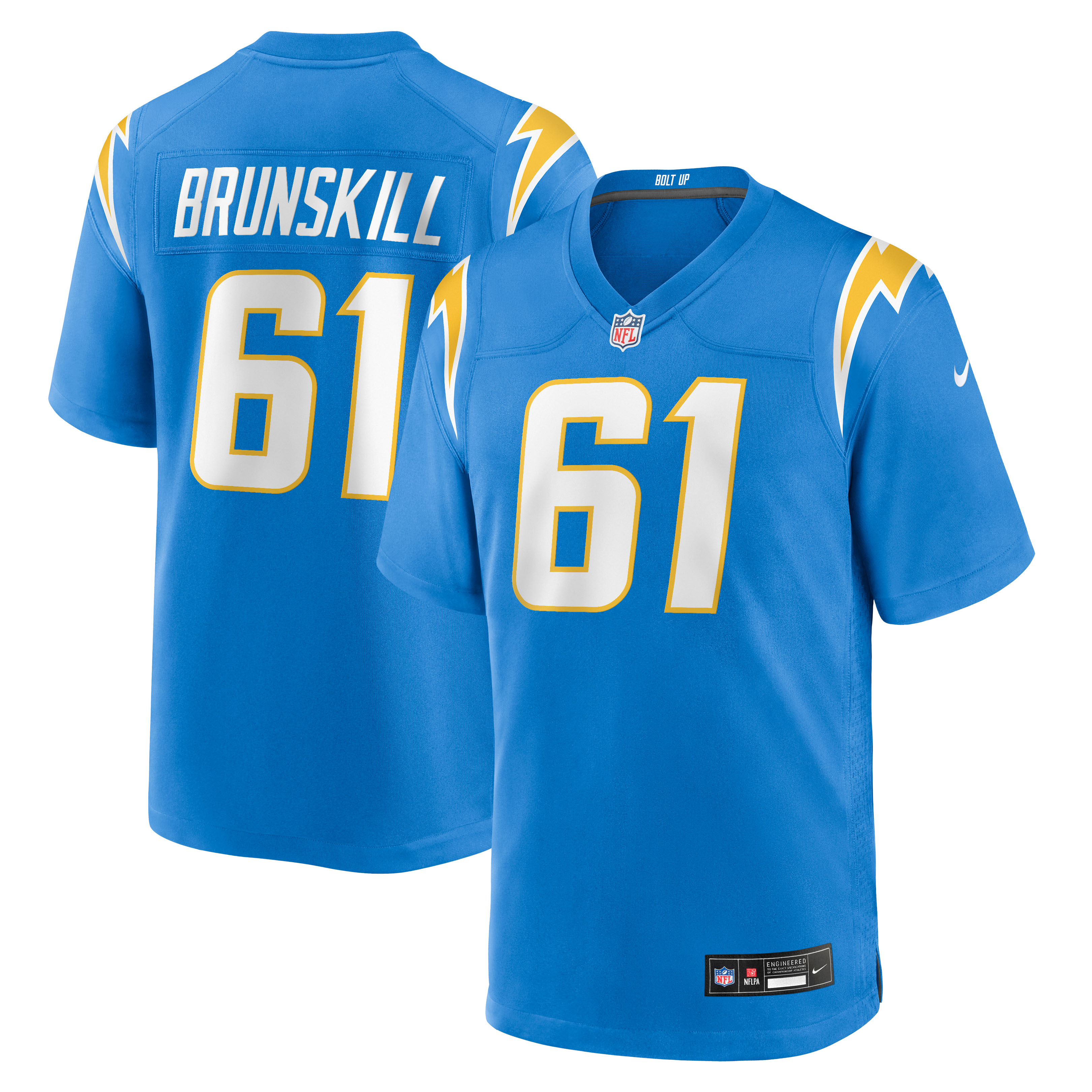 Men's Nike Daniel Brunskill Powder Blue Los Angeles Chargers Team Game Jersey