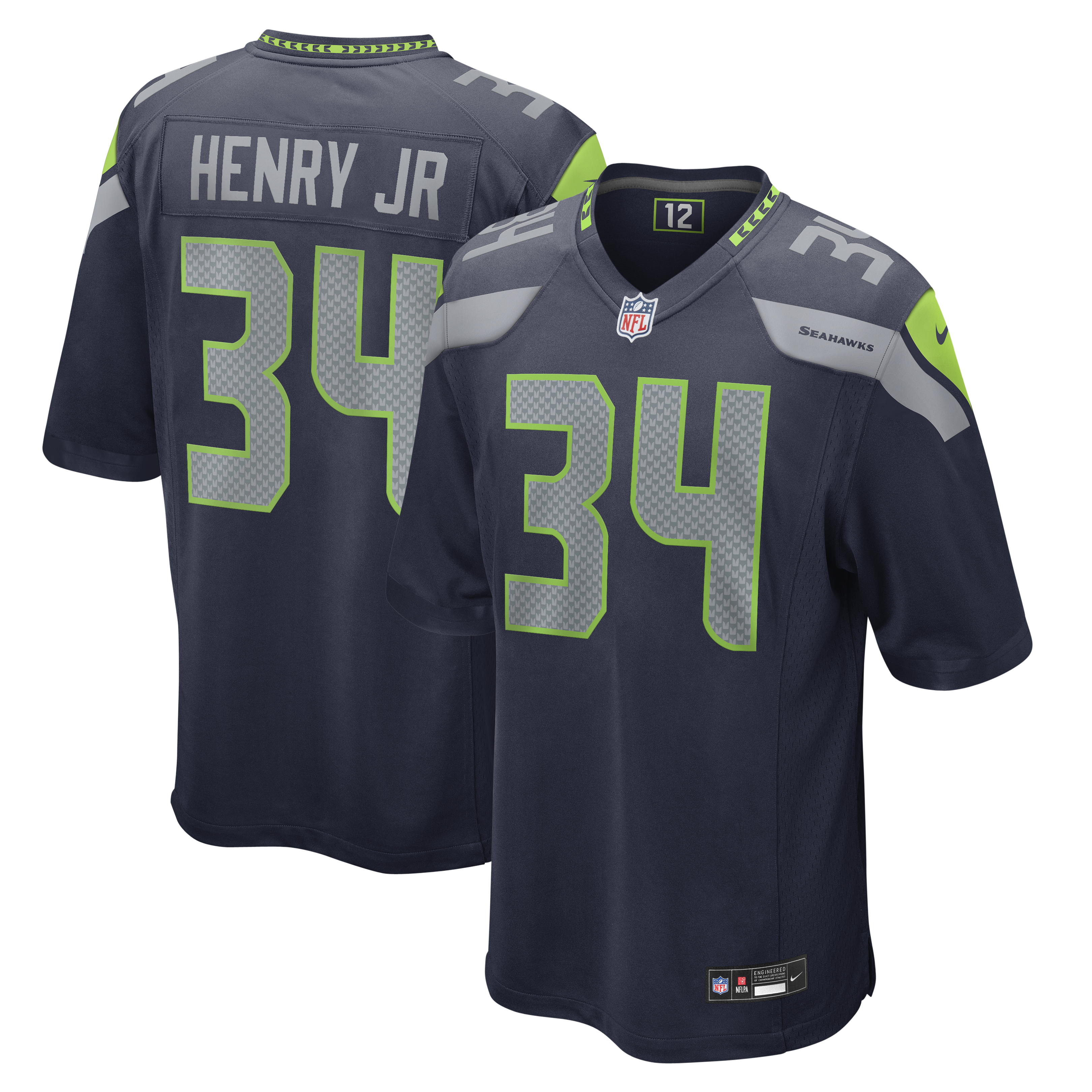 Men's Nike Robert Henry Jr College Navy Seattle Seahawks Team Game Jersey