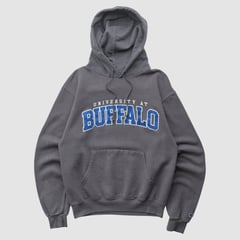 Buffalo Bulls Champion 2000s Hooded Pullover Sweatshirt - Dark Heather Gray - XS by Fanatics Real Vintage