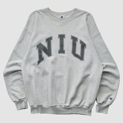 Northern Illinois Huskies Champion 90s Pullover Sweatshirt - Heather Gray - M by Fanatics Real Vintage