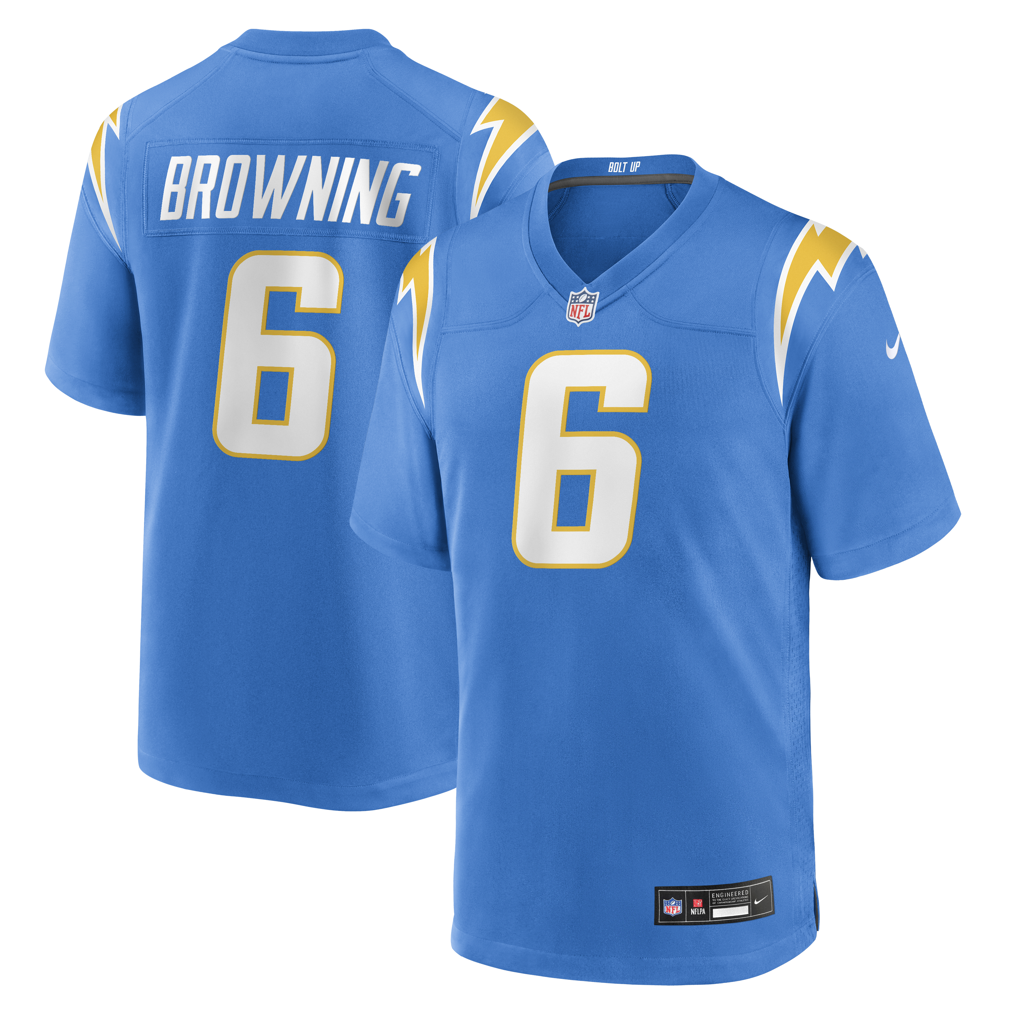 Men's Nike Jake Browning Powder Blue Los Angeles Chargers Team Game Jersey